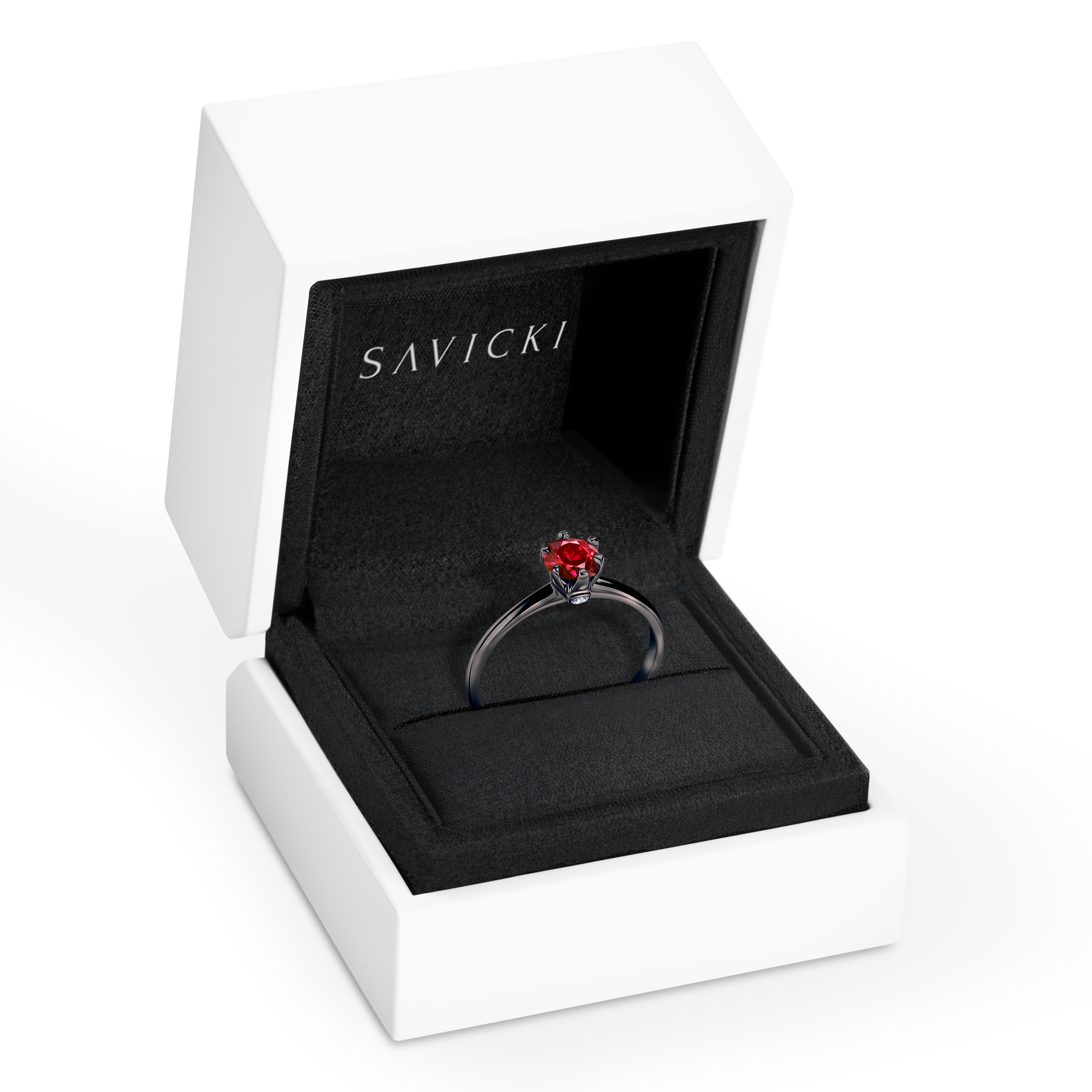 Verlobungsring The Journey: Schwarzes Gold, Rubin