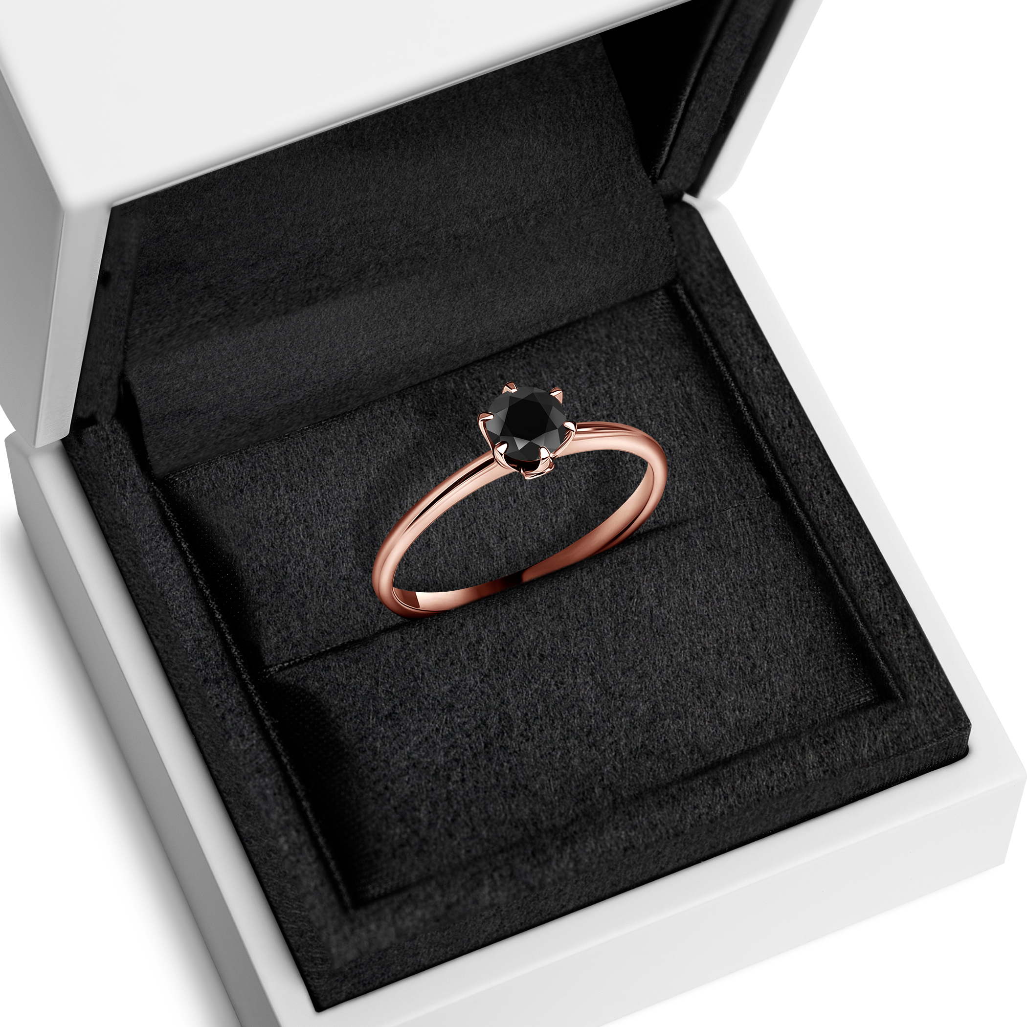 Verlobungsring The Journey: Roségold, mit schwarzem Diamant