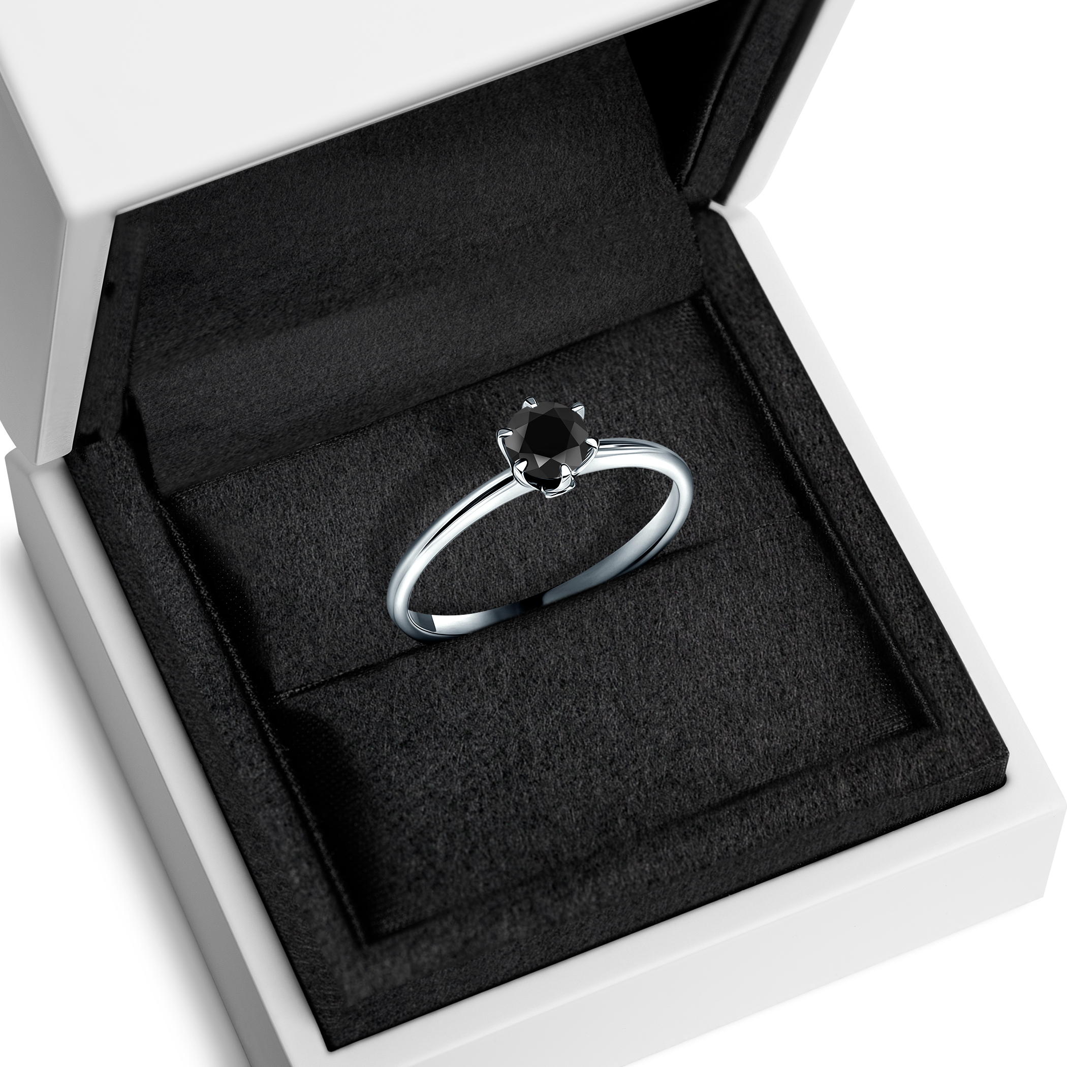 Verlobungsring The Journey: Weißgold, Schwarz Diamant