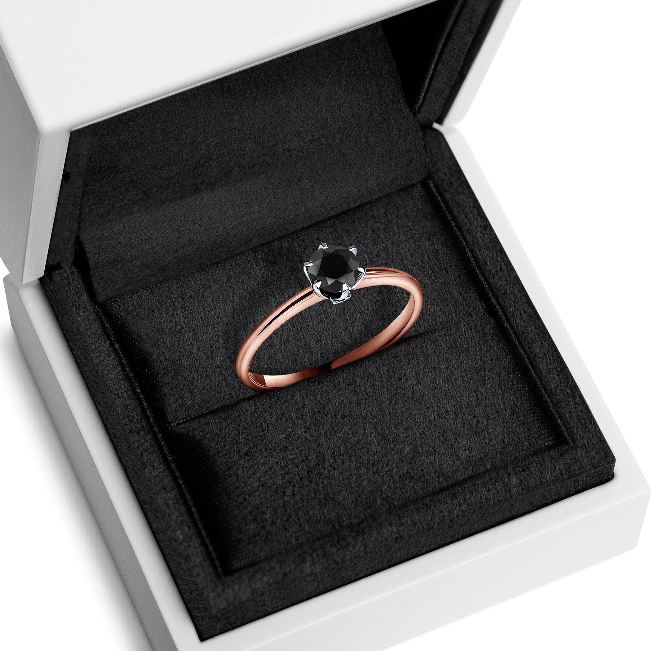 Pierścionek zaręczynowy The Journey: dwukolorowe złoto, z czarnym diamentem