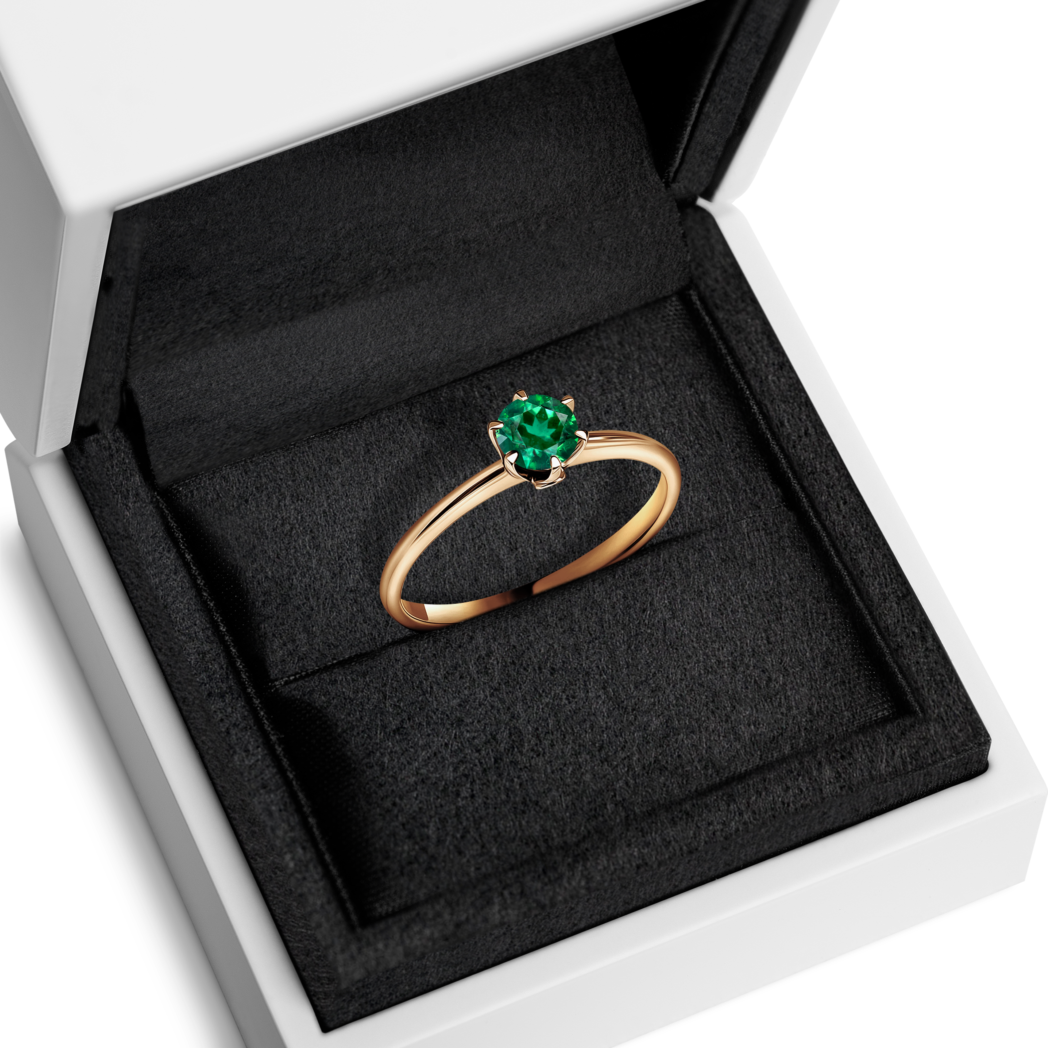 Pierścionek zaręczynowy The Journey: złoty, szmaragd