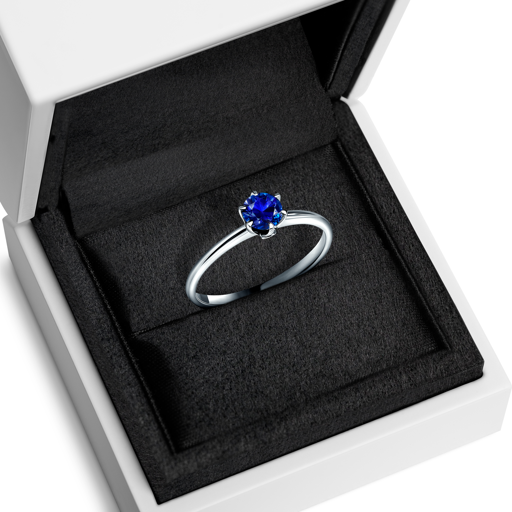 Verlobungsring The Journey: Weißgold, Blau Saphir