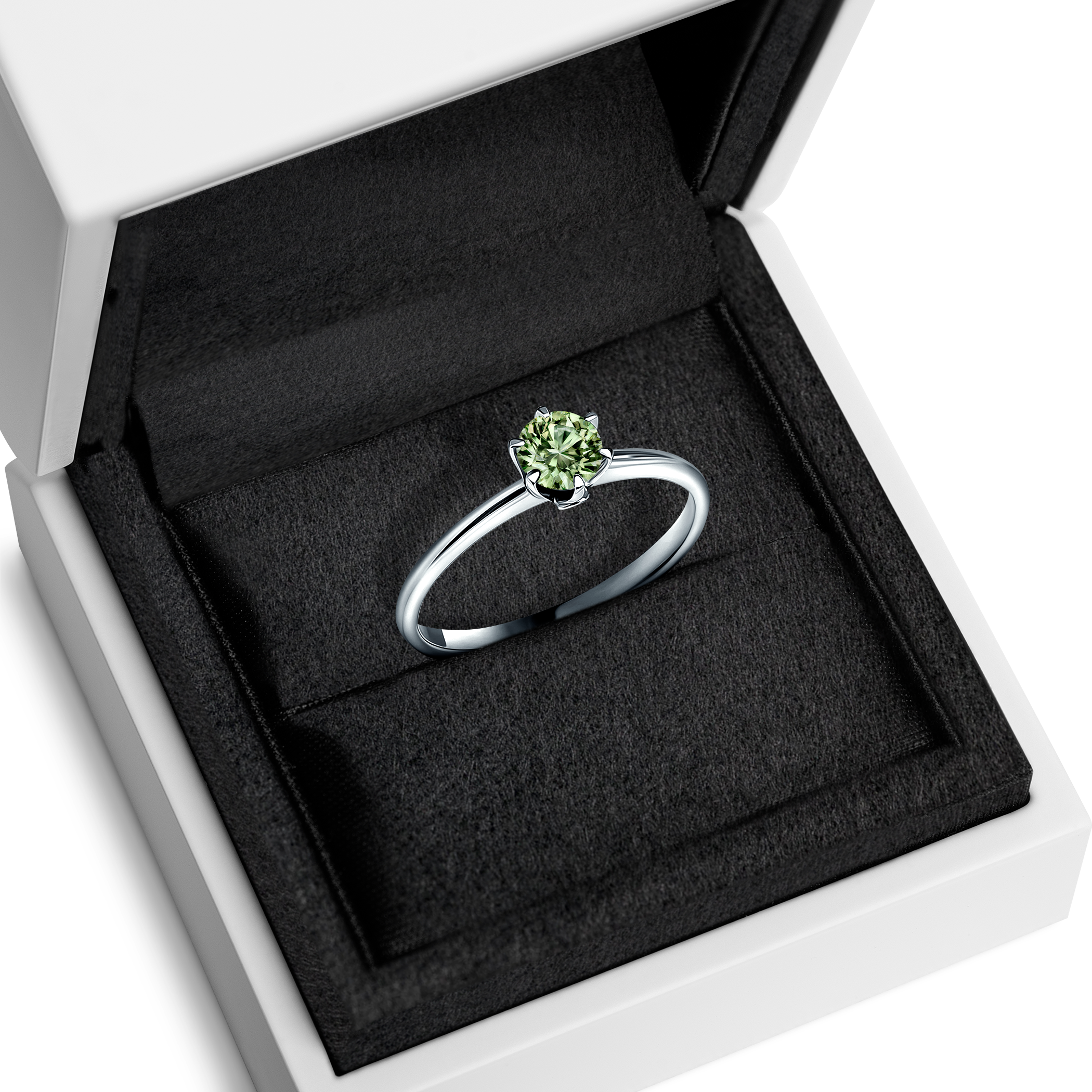 Verlobungsring The Journey: Weißgold, Grüner Saphir