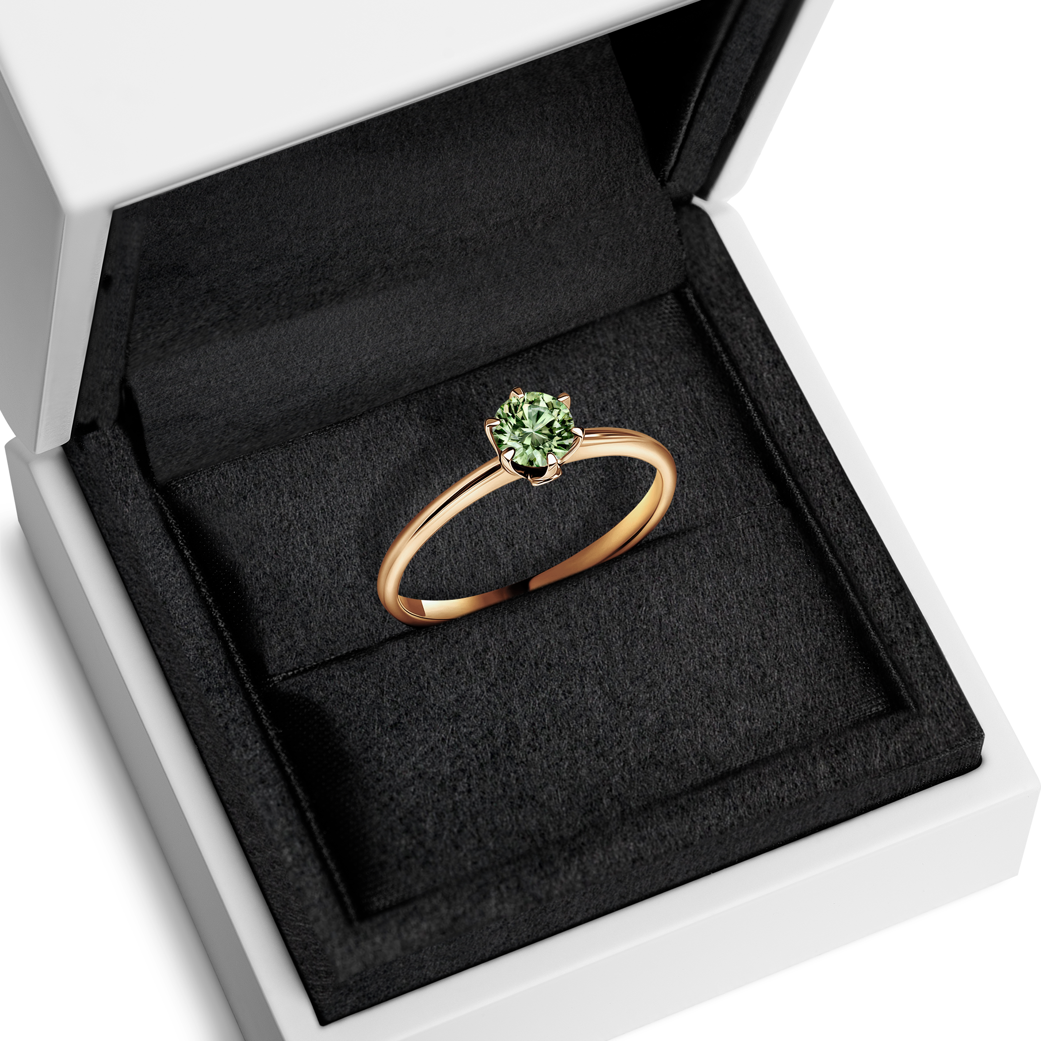 Pierścionek zaręczynowy The Journey: złoty, zielony szafir