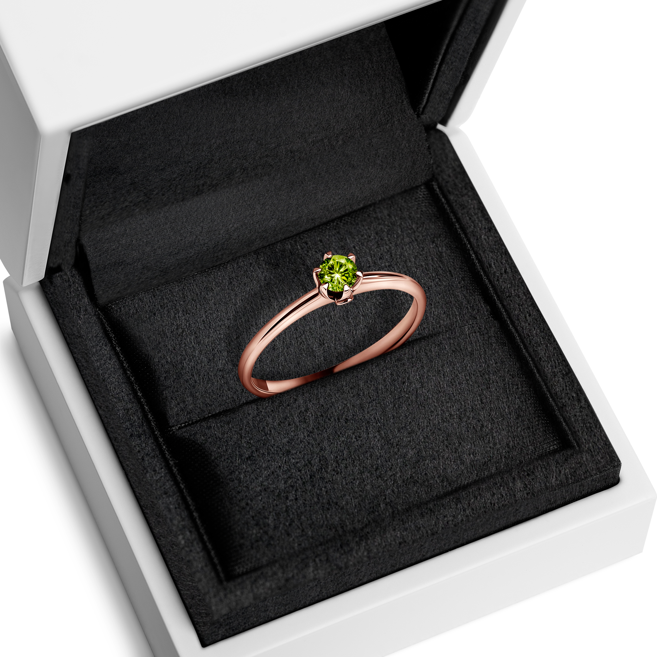 Verlobungsring The Journey: Roségold, grüner Diamant