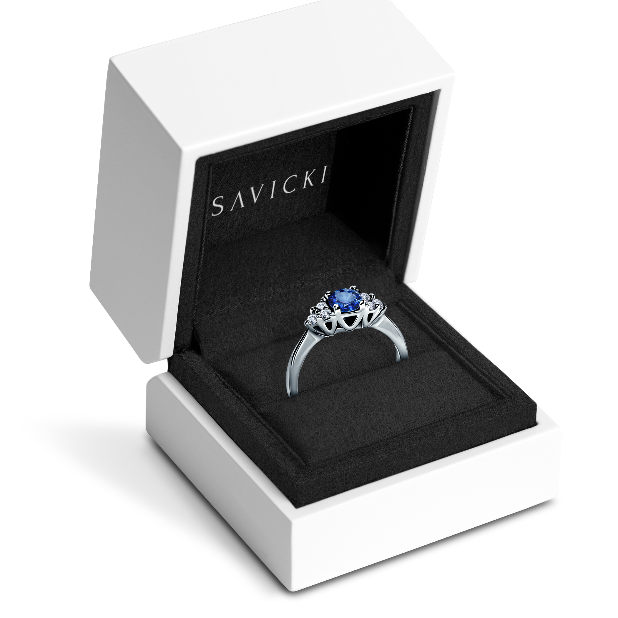 Verlobungsring Fairytale: Weißgold, Blauer Saphir
