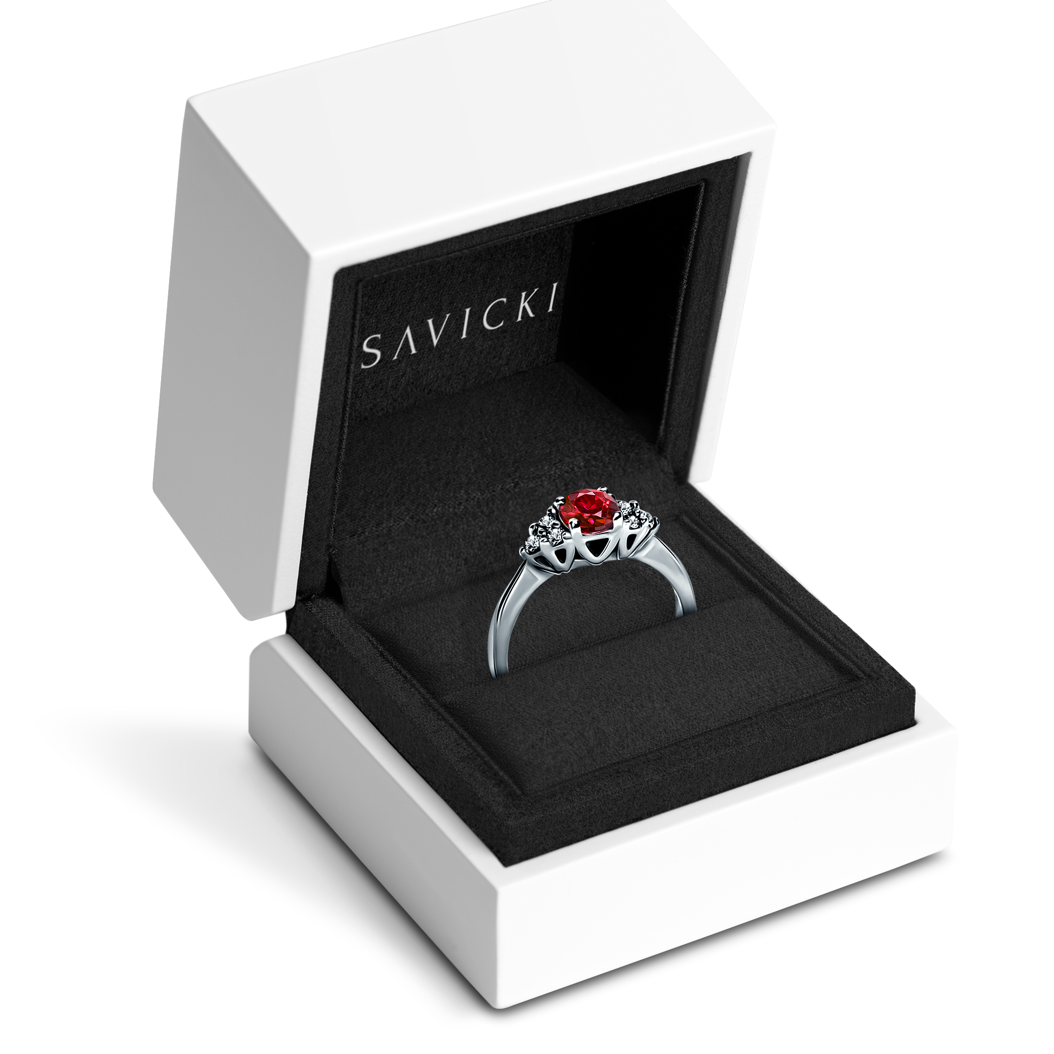 Verlobungsring Fairytale: Weißgold, Rubin