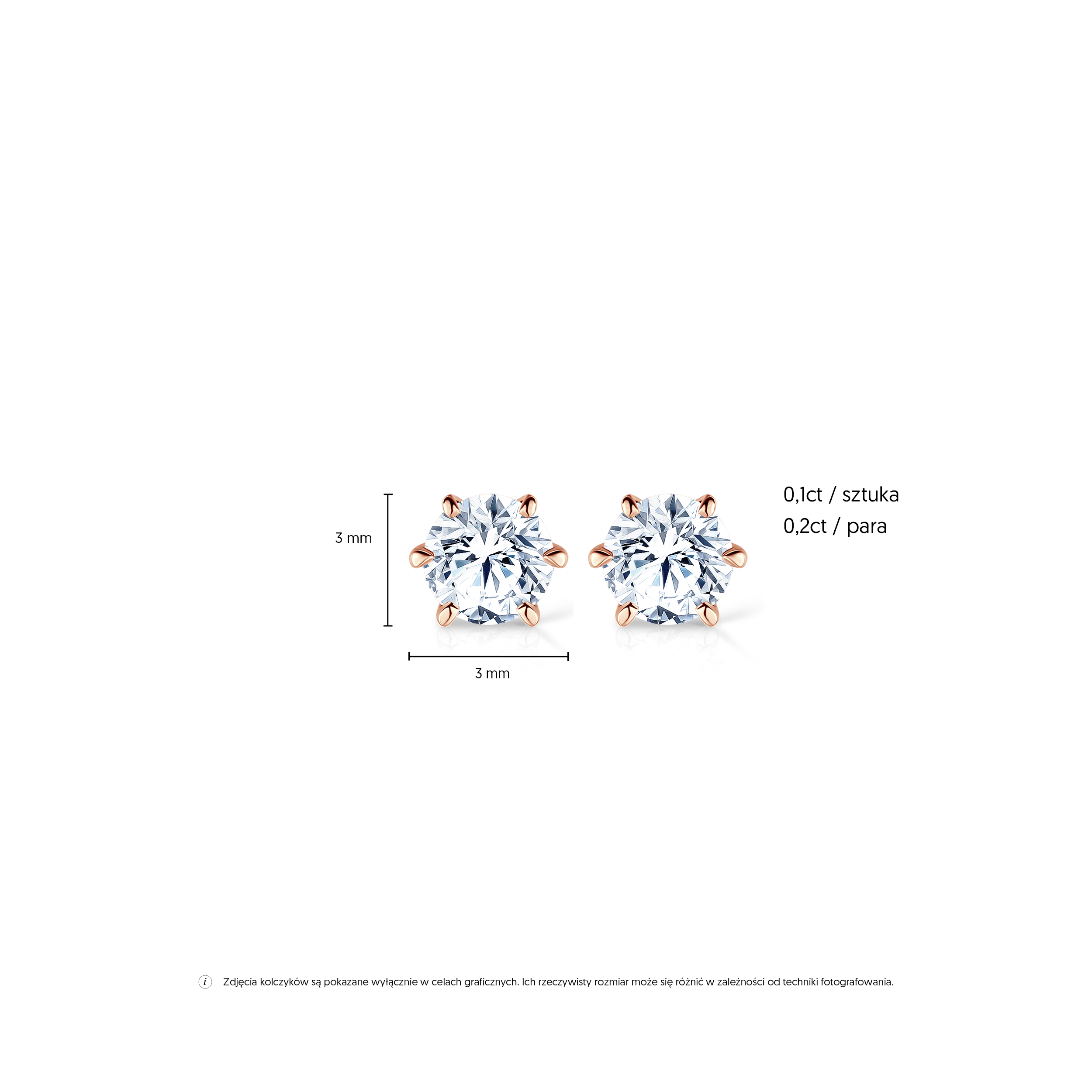 Kolczyki SAVICKI: różowe złoto, diamenty laboratoryjne