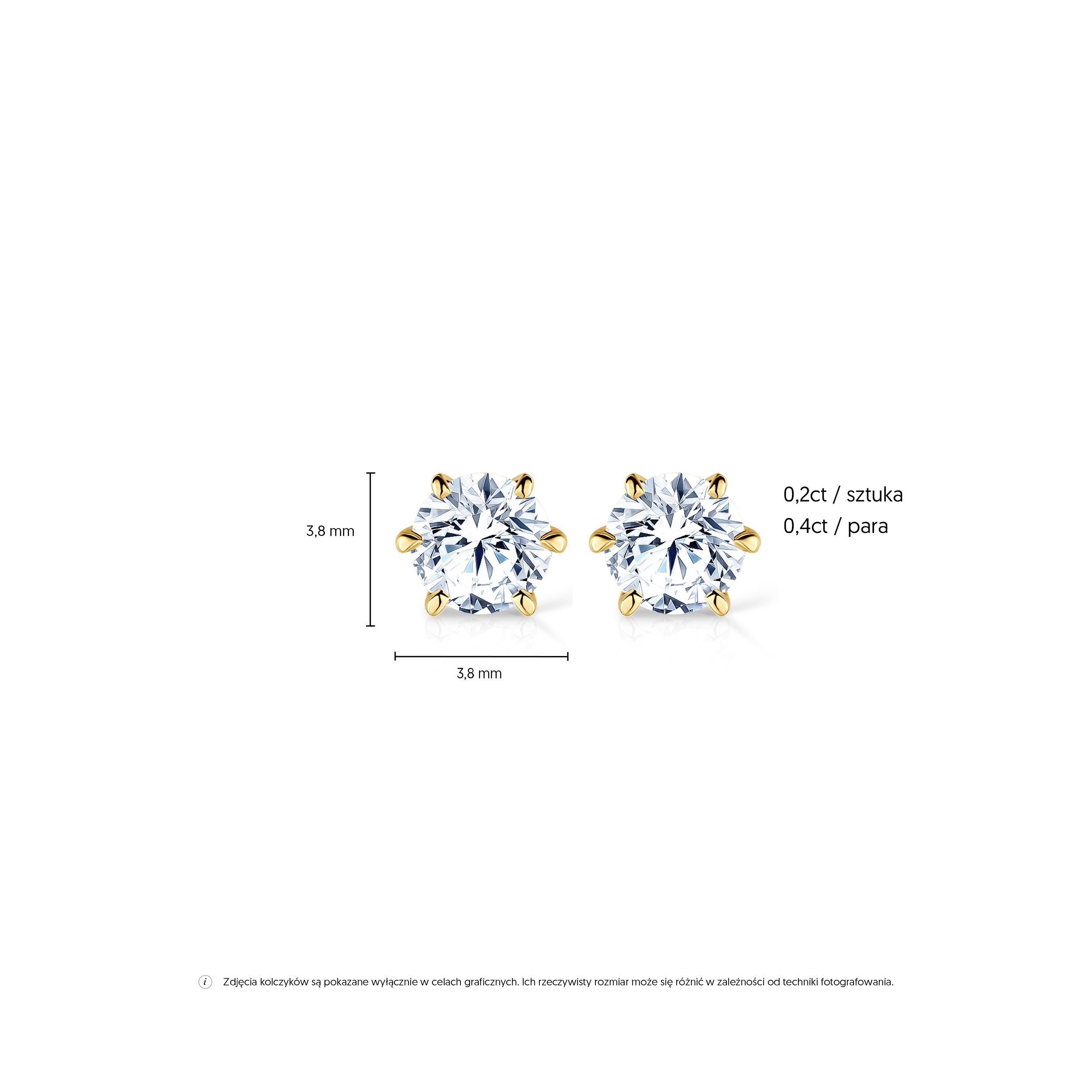 Kolczyki SAVICKI: złote, diamenty laboratoryjne