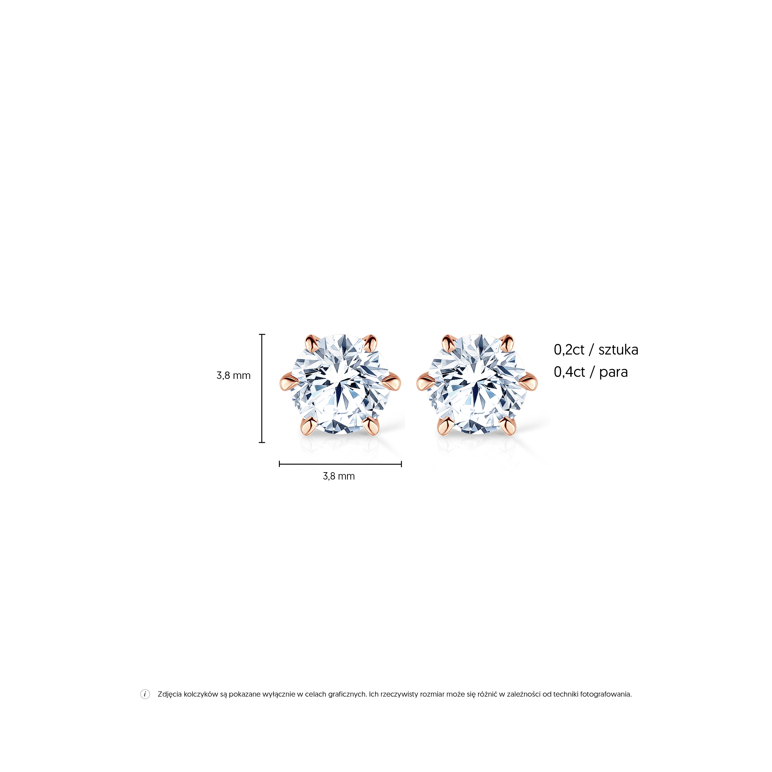 Kolczyki SAVICKI: różowe złoto, diamenty laboratoryjne