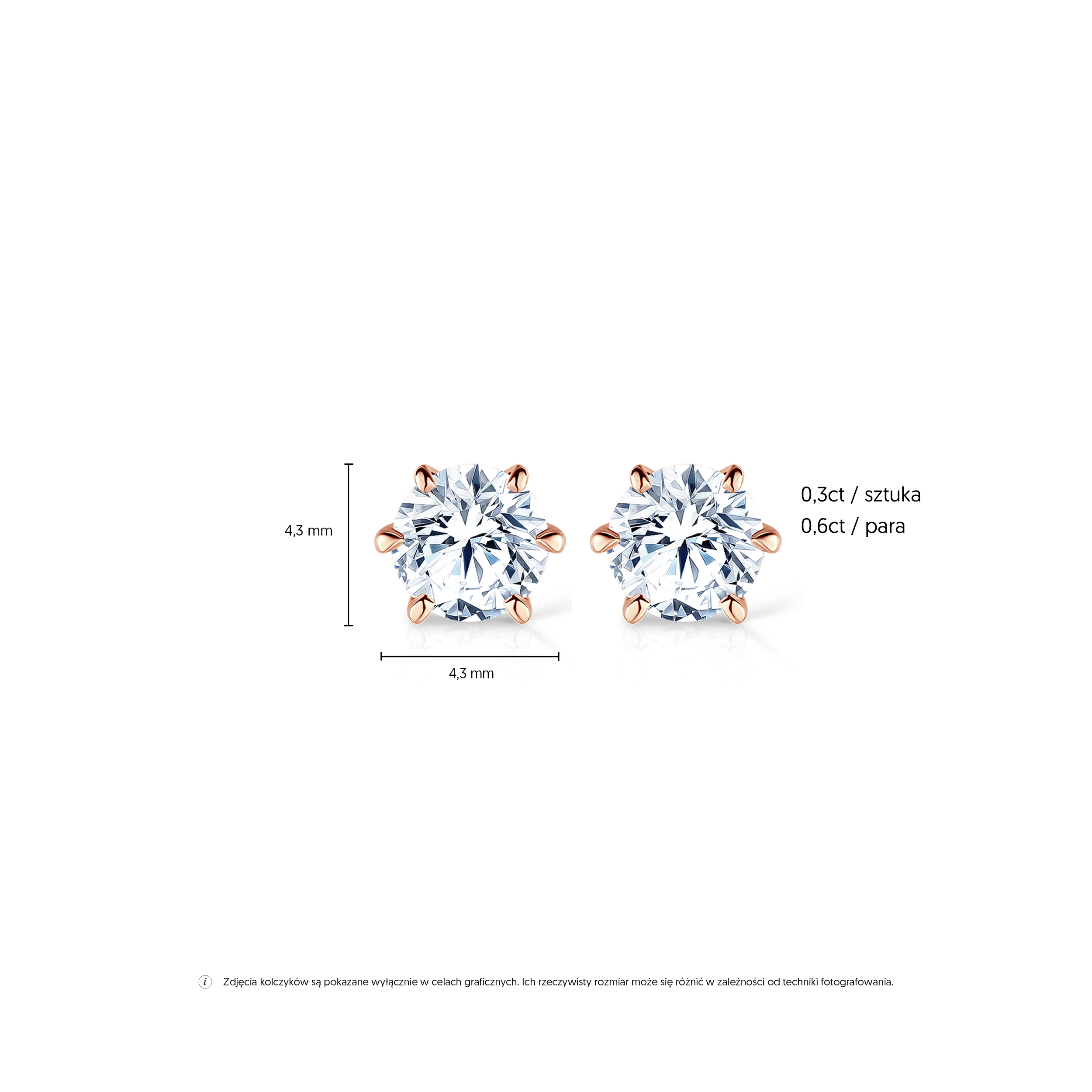 Kolczyki SAVICKI: różowe złoto, diamenty laboratoryjne