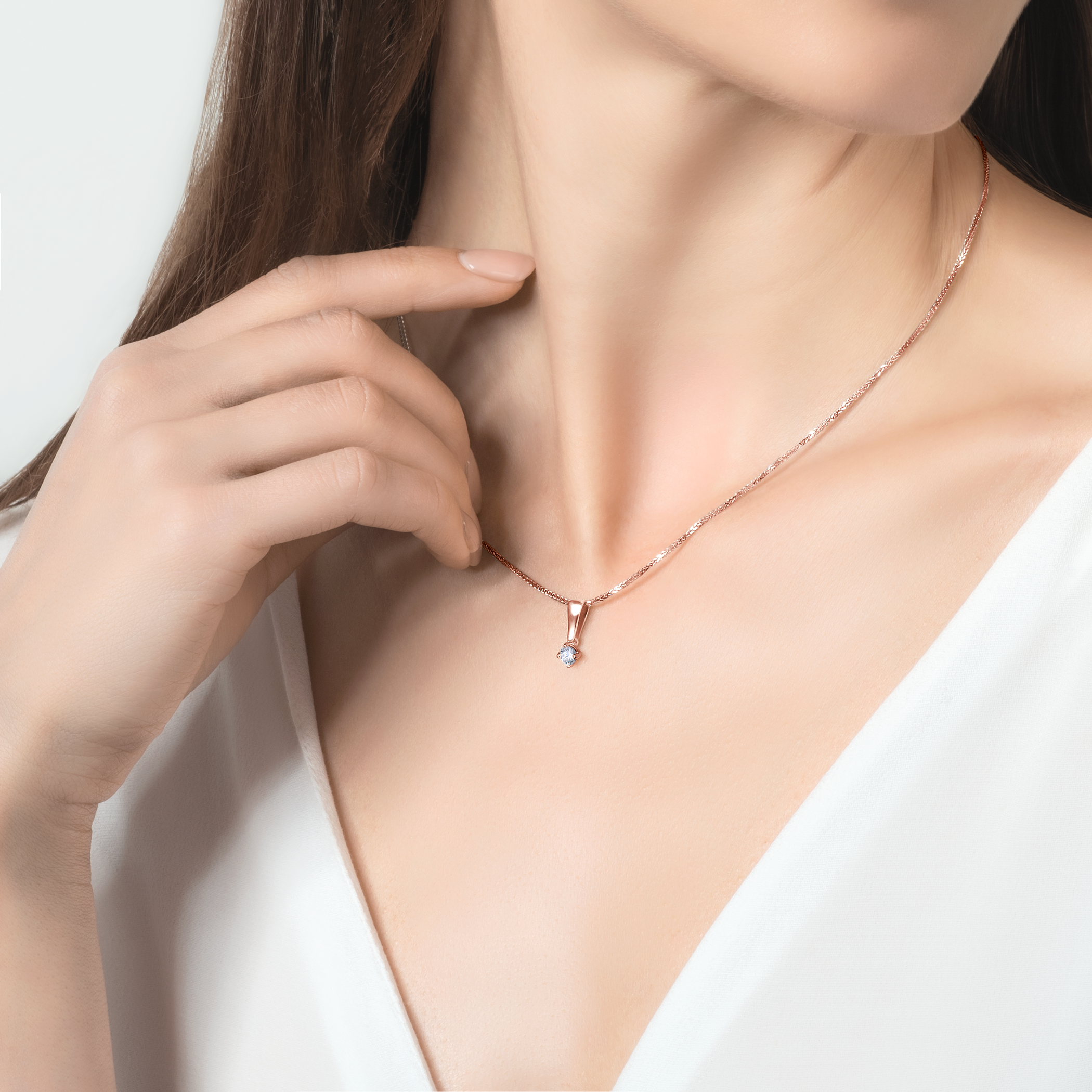 Zawieszka The Light: różowe złoto, diament laboratoryjny