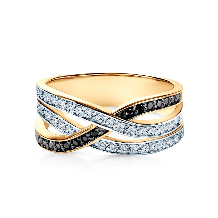 Engagement Ring Savicki: gold, diamonds, black diamonds