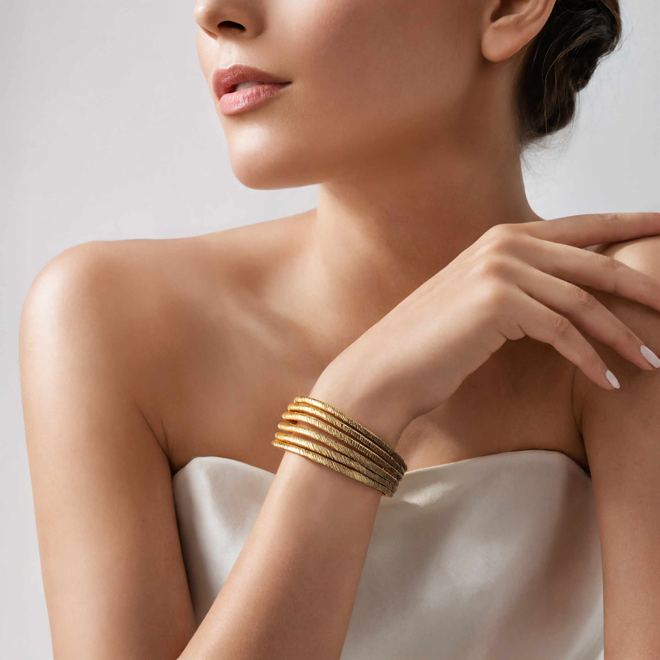 Bransoletka srebrna Luneé, pozłacana