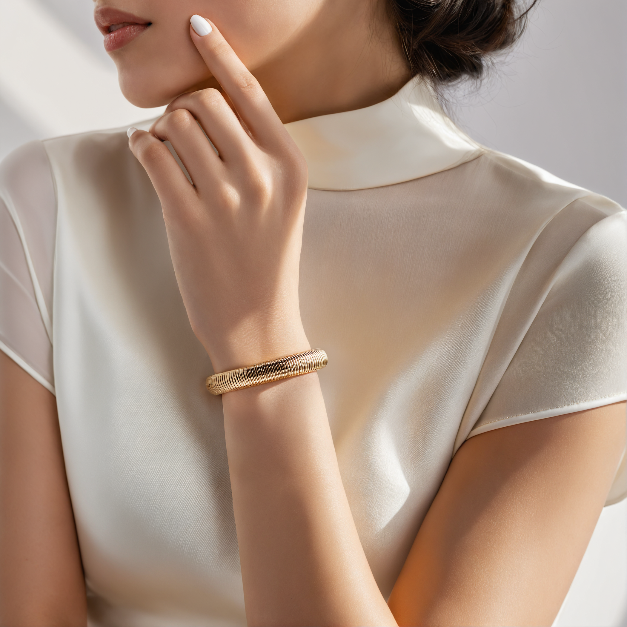 Bransoletka srebrna Luneé, pozłacana