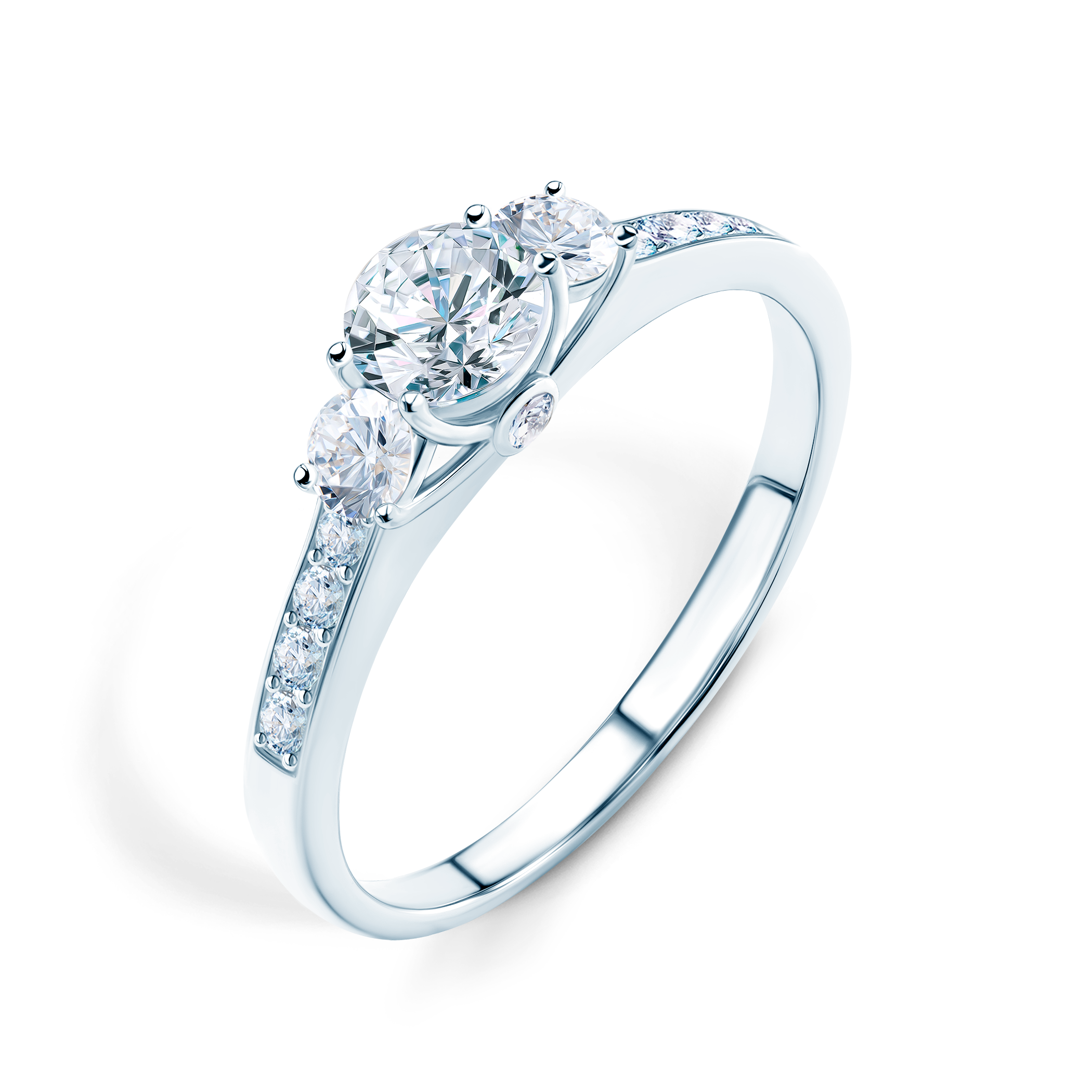 Pierścionek zaręczynowy Dream: białe złoto, biały szafir 0,3 ct - 4