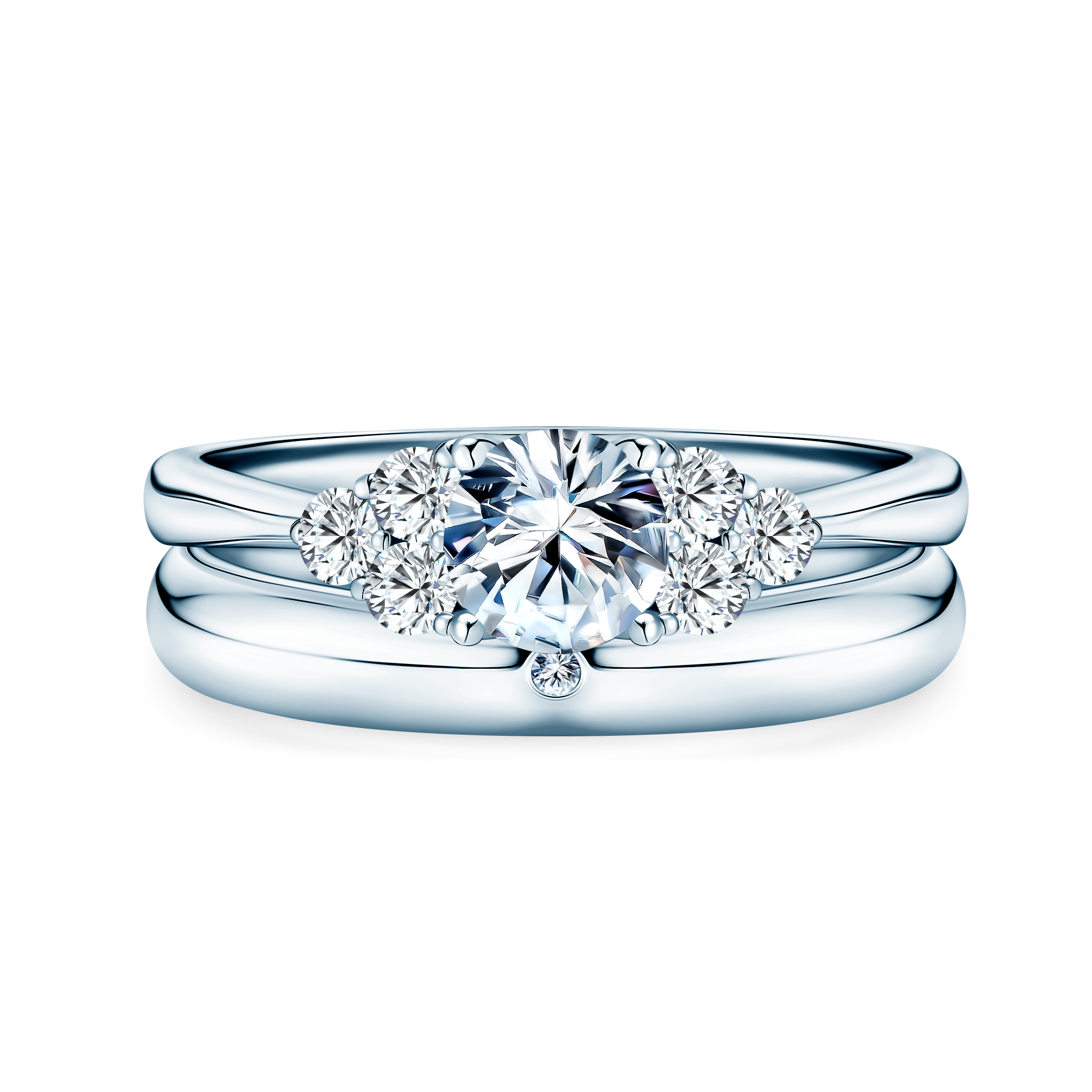 Fairytale Eheringe: Weißgold, Labordiamanten, Halbrund, 3 mm und 4 mm