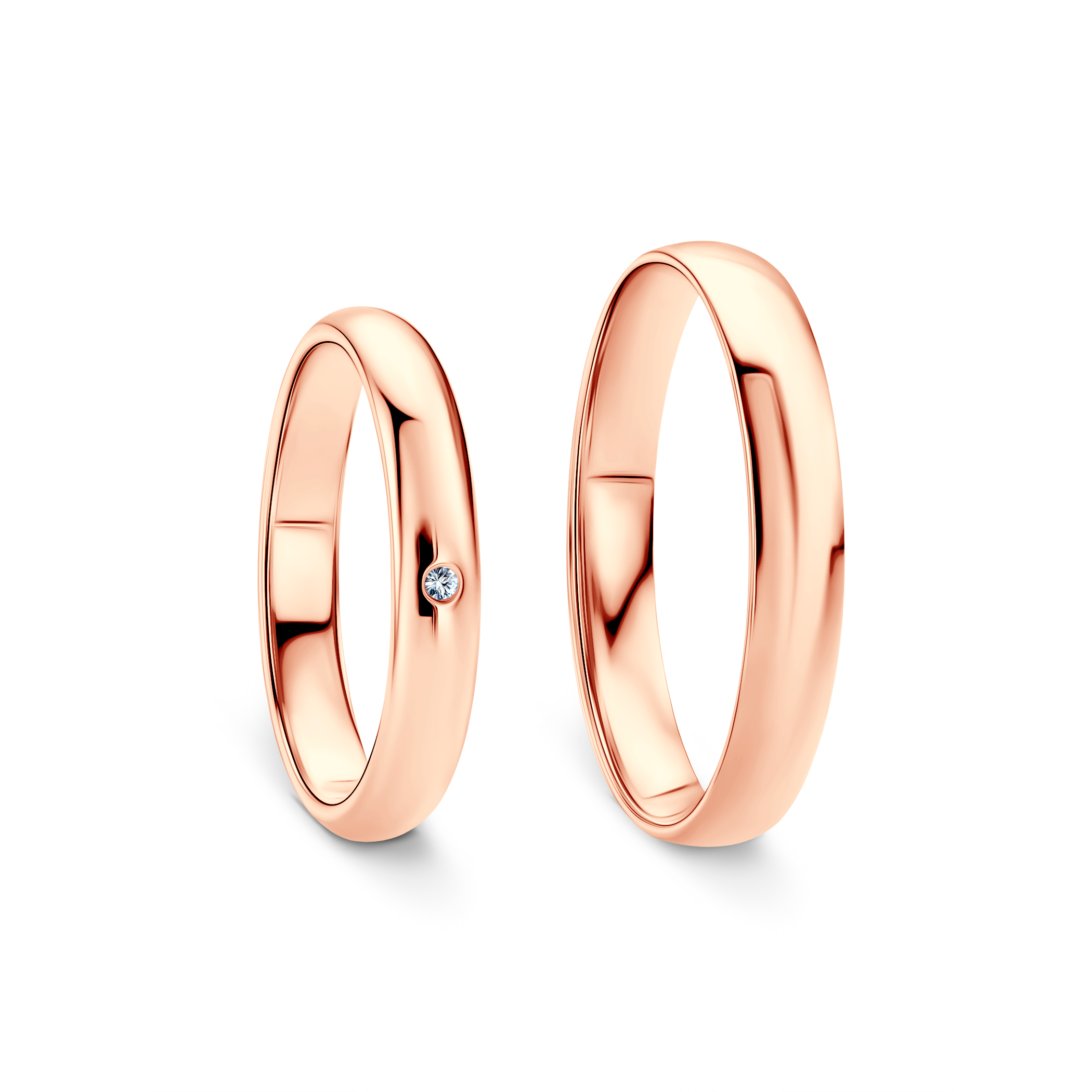 Eheringe Fairytale: Roségold, Labordiamanten, Halbrund, 3 mm und 4 mm - 3