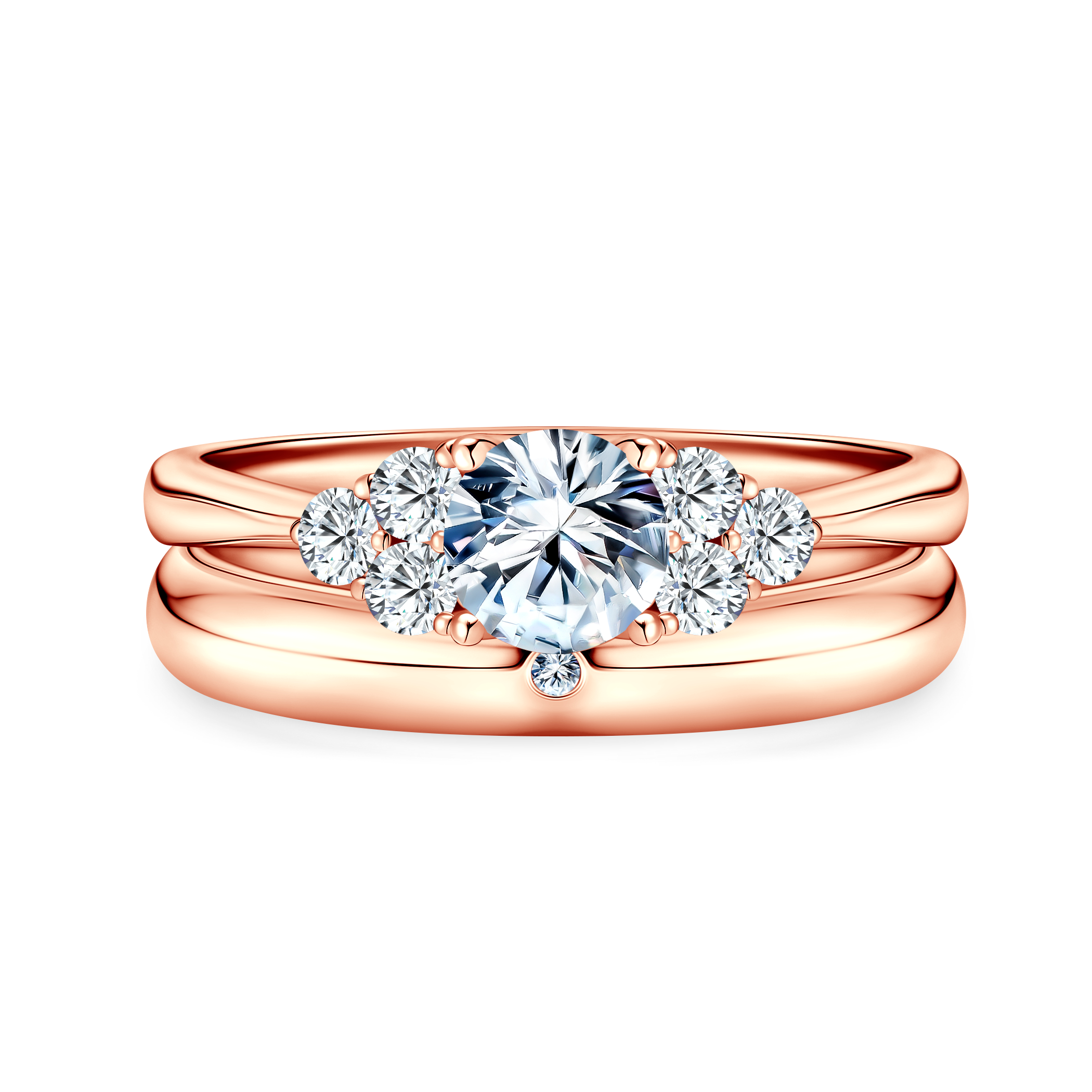 Eheringe Fairytale: Roségold, Labordiamanten, Halbrund, 3 mm und 4 mm - 5