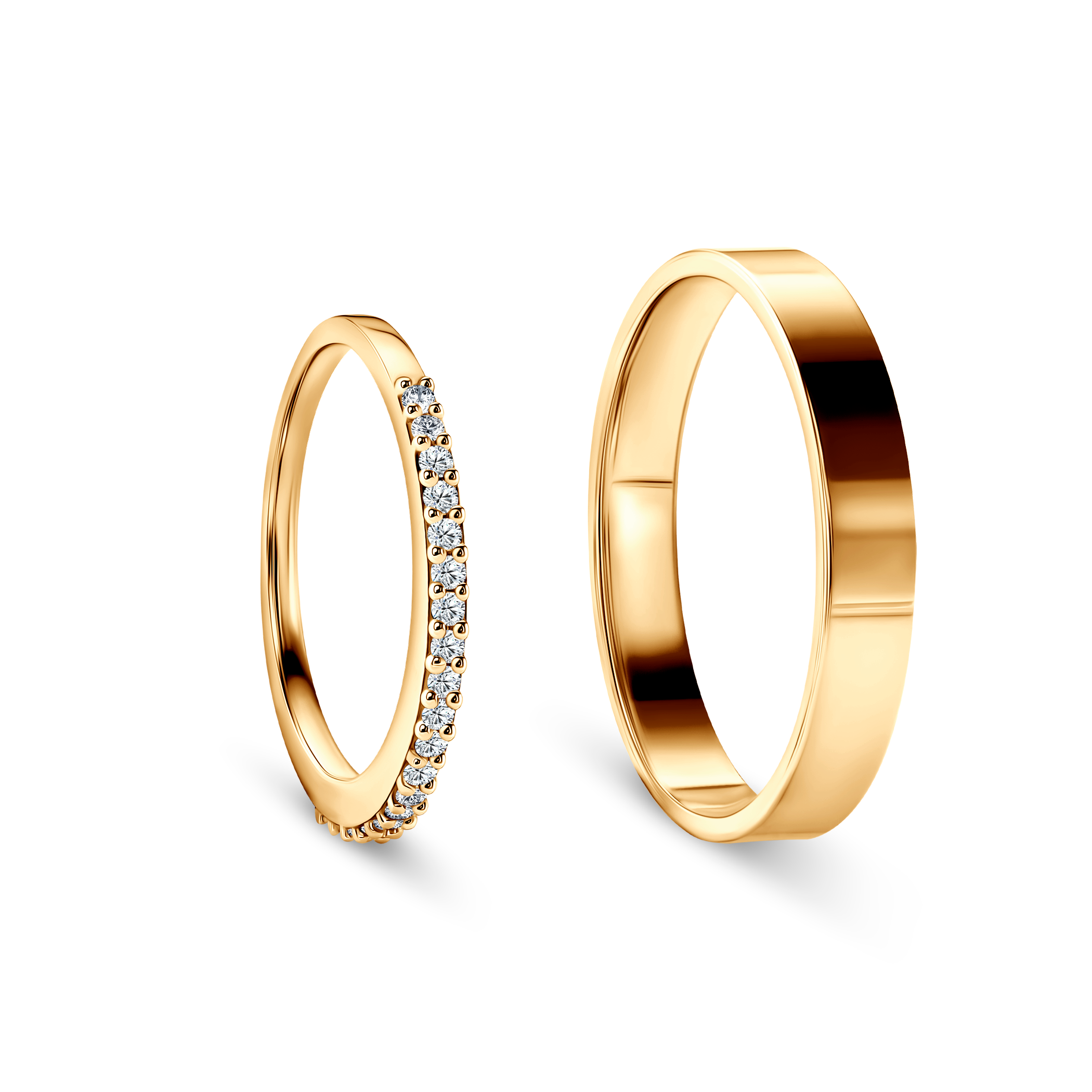 Eheringe Share Your Love: Gold, Labordiamanten, flach, 1,5 mm und 3 mm - 3