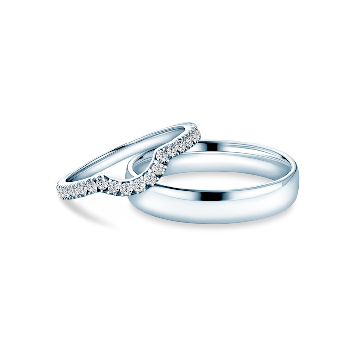 Obrączki This is Love: białe złoto, diamenty laboratoryjne, półokrągłe, 2 mm i 3 mm