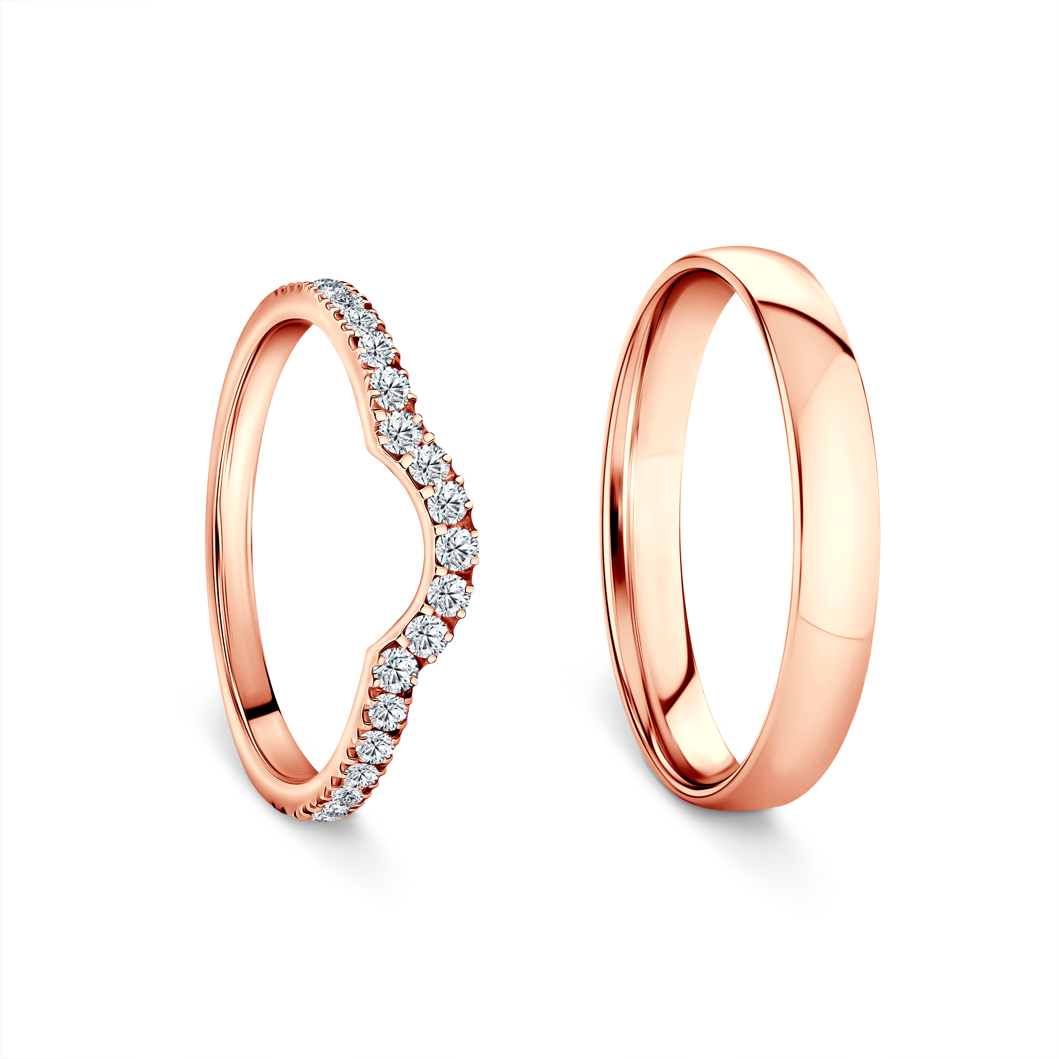 Obrączki This is Love: różowe złoto, diamenty laboratoryjne, półokrągłe, 2 mm i 3 mm