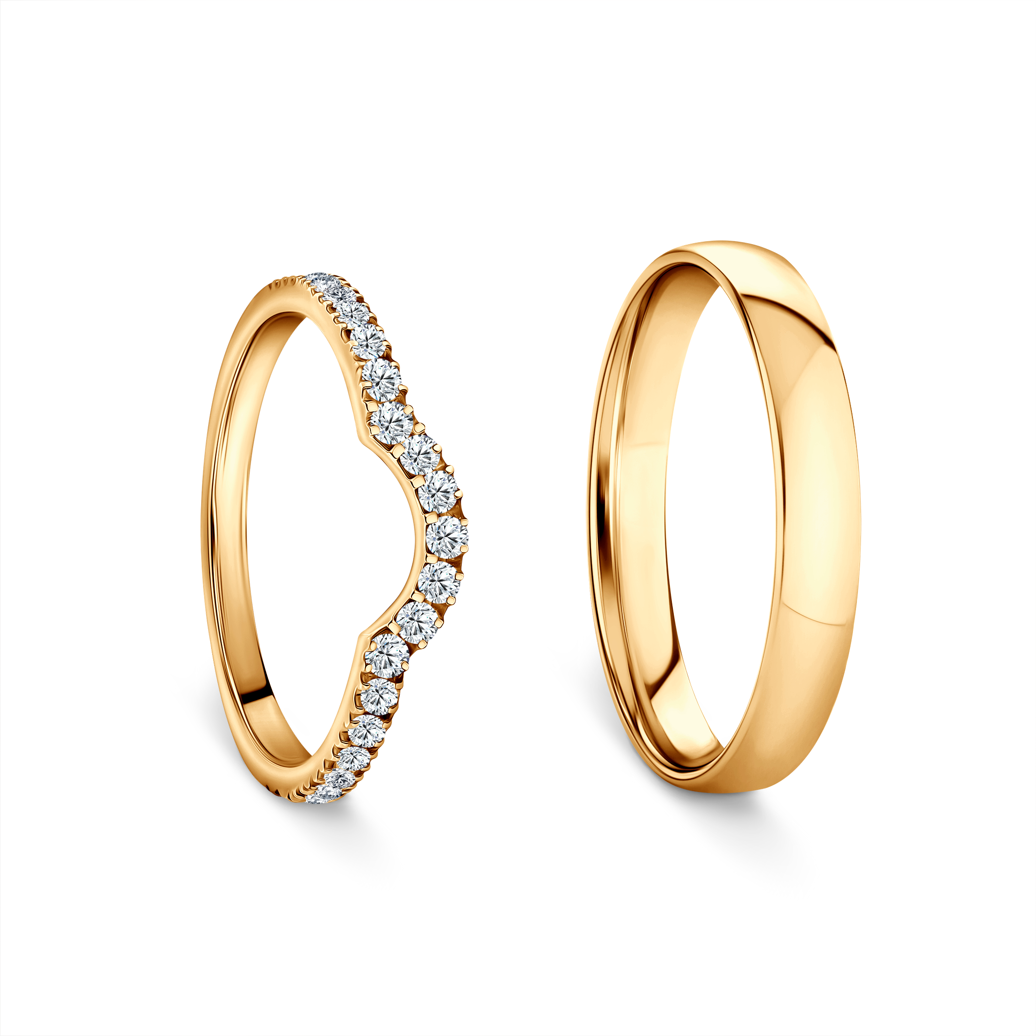 Obrączki This is Love: złote, diamenty laboratoryjne, półokrągłe, 2 mm i 3 mm