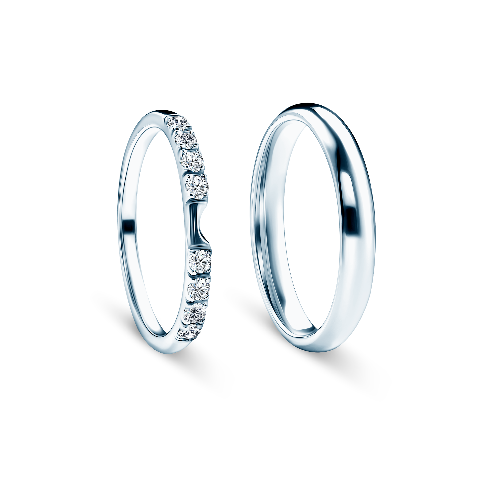 Eheringe The Journey: Weißgold, Labordiamanten, Halbrund, 2 mm und 3 mm