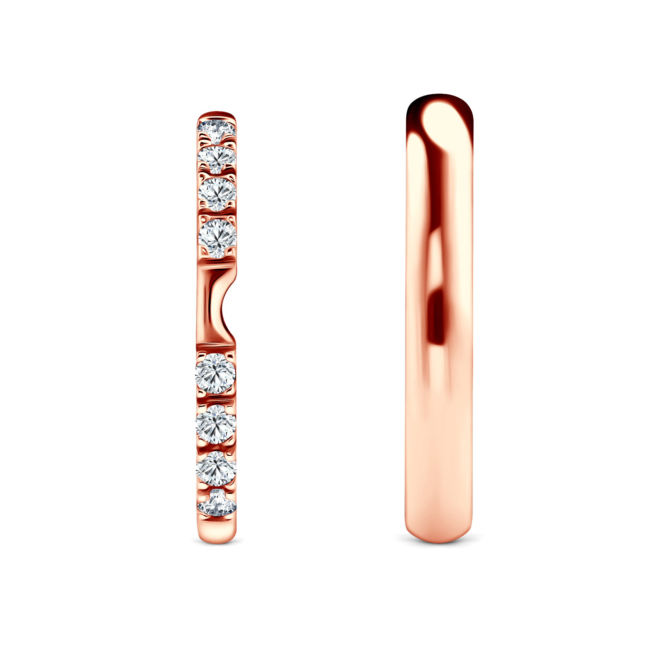 Obrączki The Journey: różowe złoto, diamenty laboratoryjne, półokrągłe, 2 mm i 3 mm