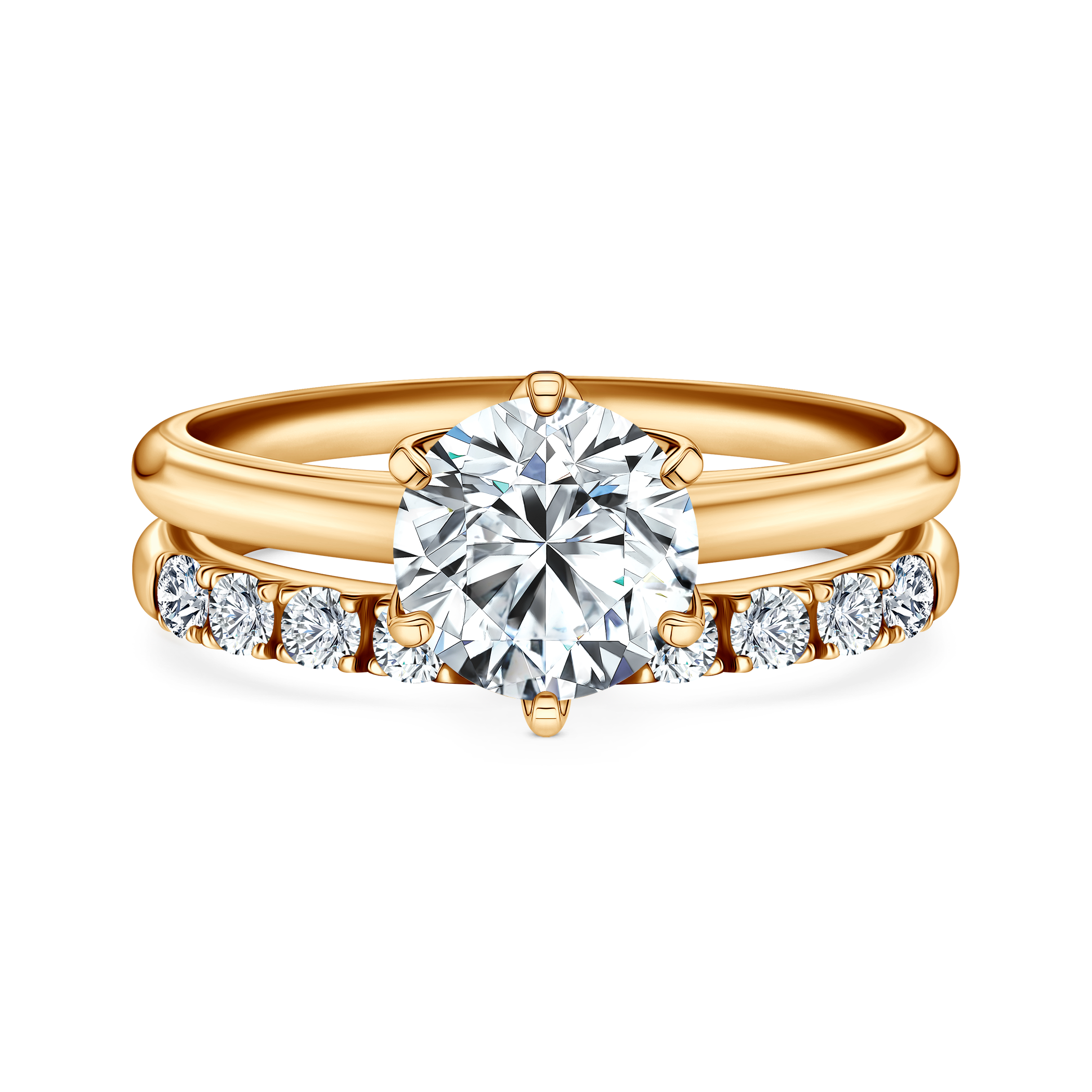 Obrączki The Journey: złote, diamenty laboratoryjne, półokrągłe, 2 mm i 3 mm