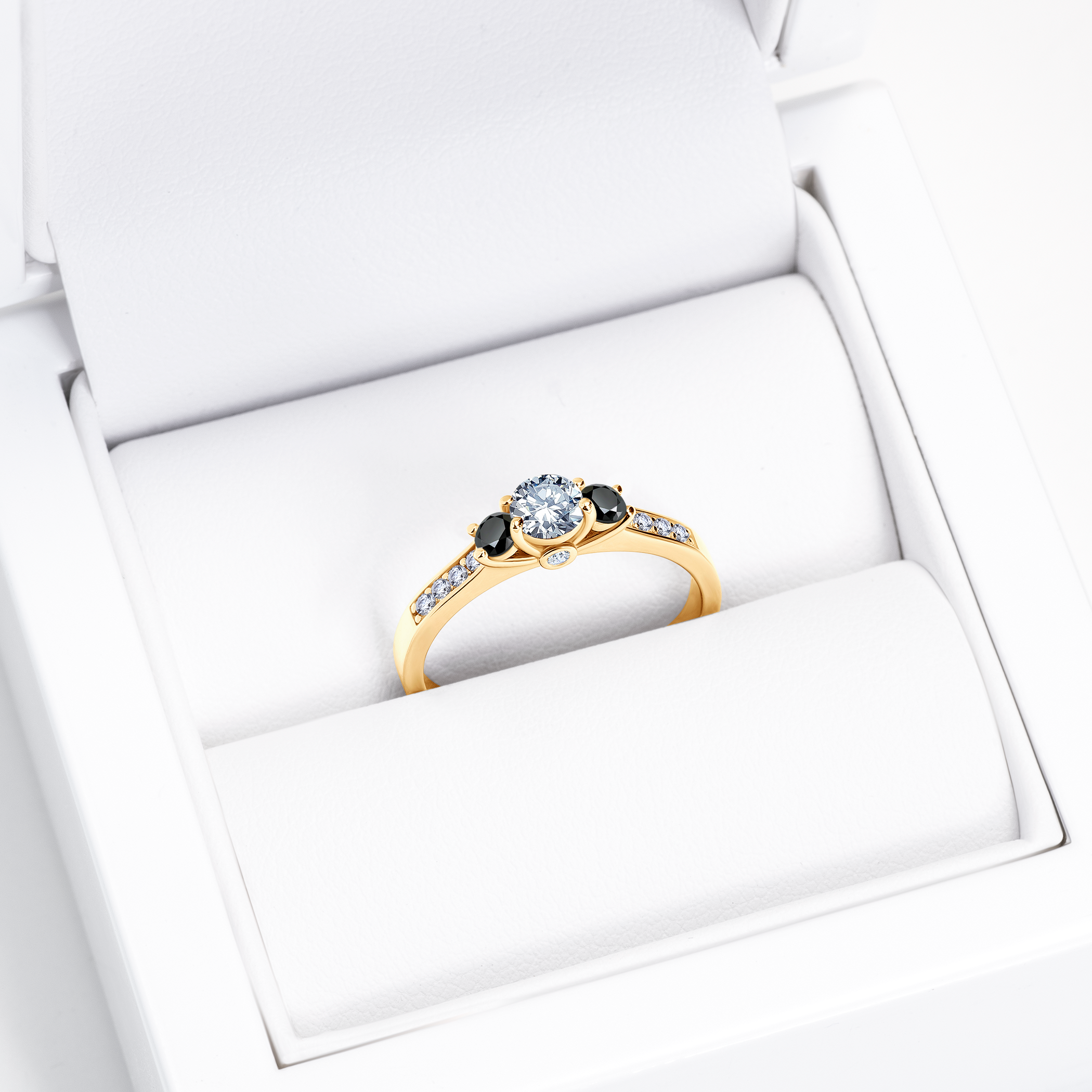 Pierścionek zaręczynowy Dream: złoty, biały szafir - 7