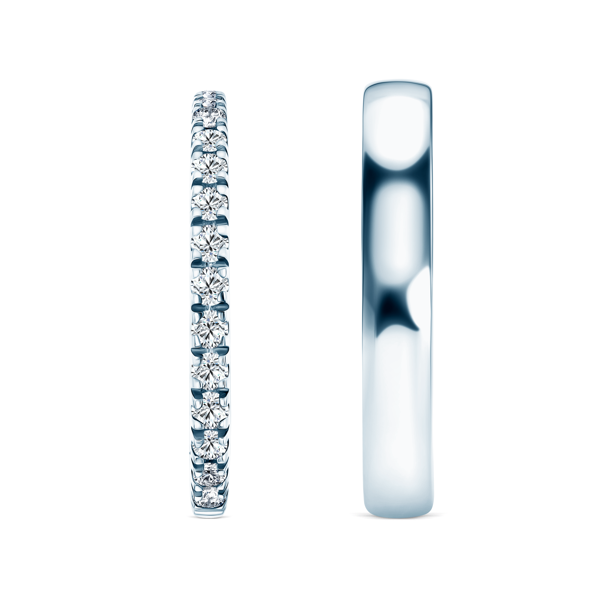 Eheringe The Light: Weißgold, Labordiamanten, Halbrund, 1,5 mm und 3,5 mm