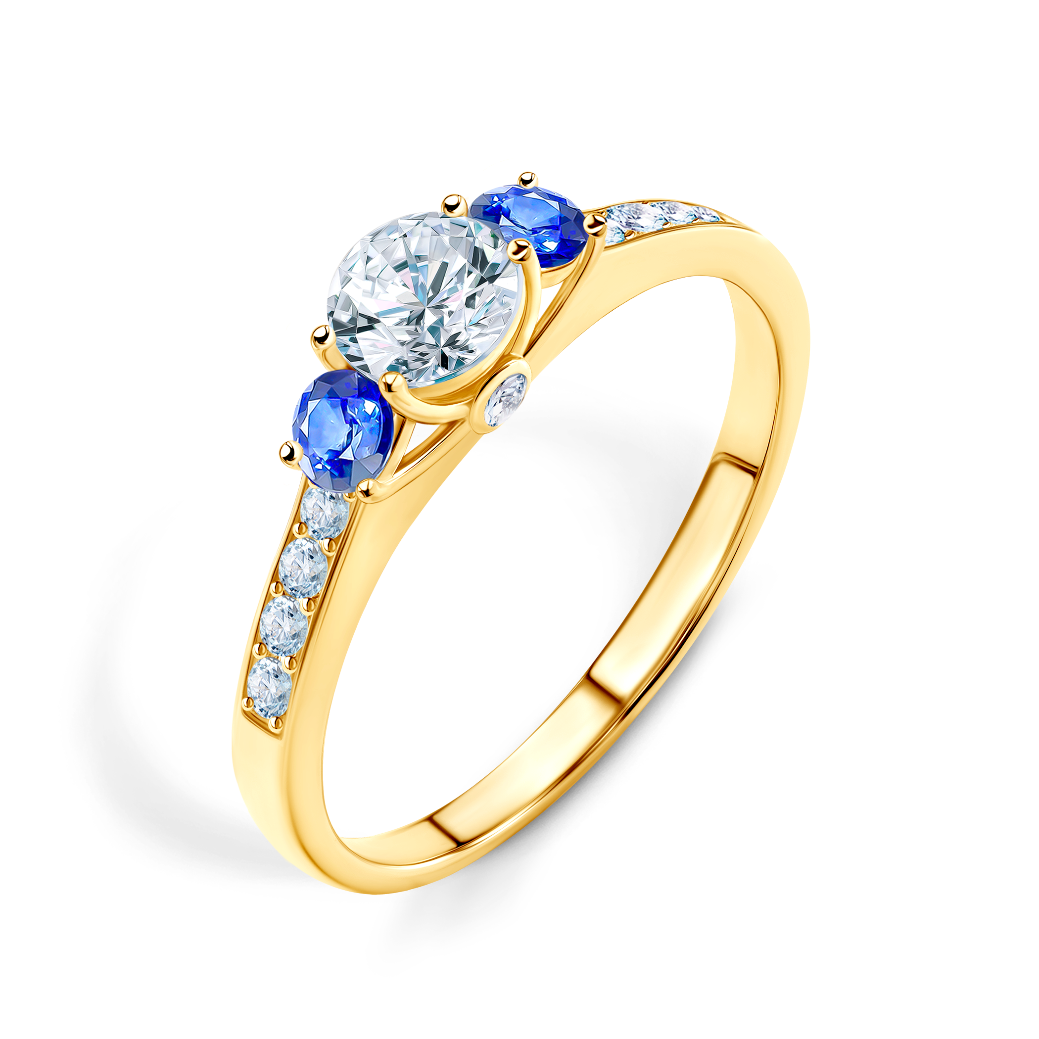 Pierścionek zaręczynowy Dream: złoty, biały szafir - 4