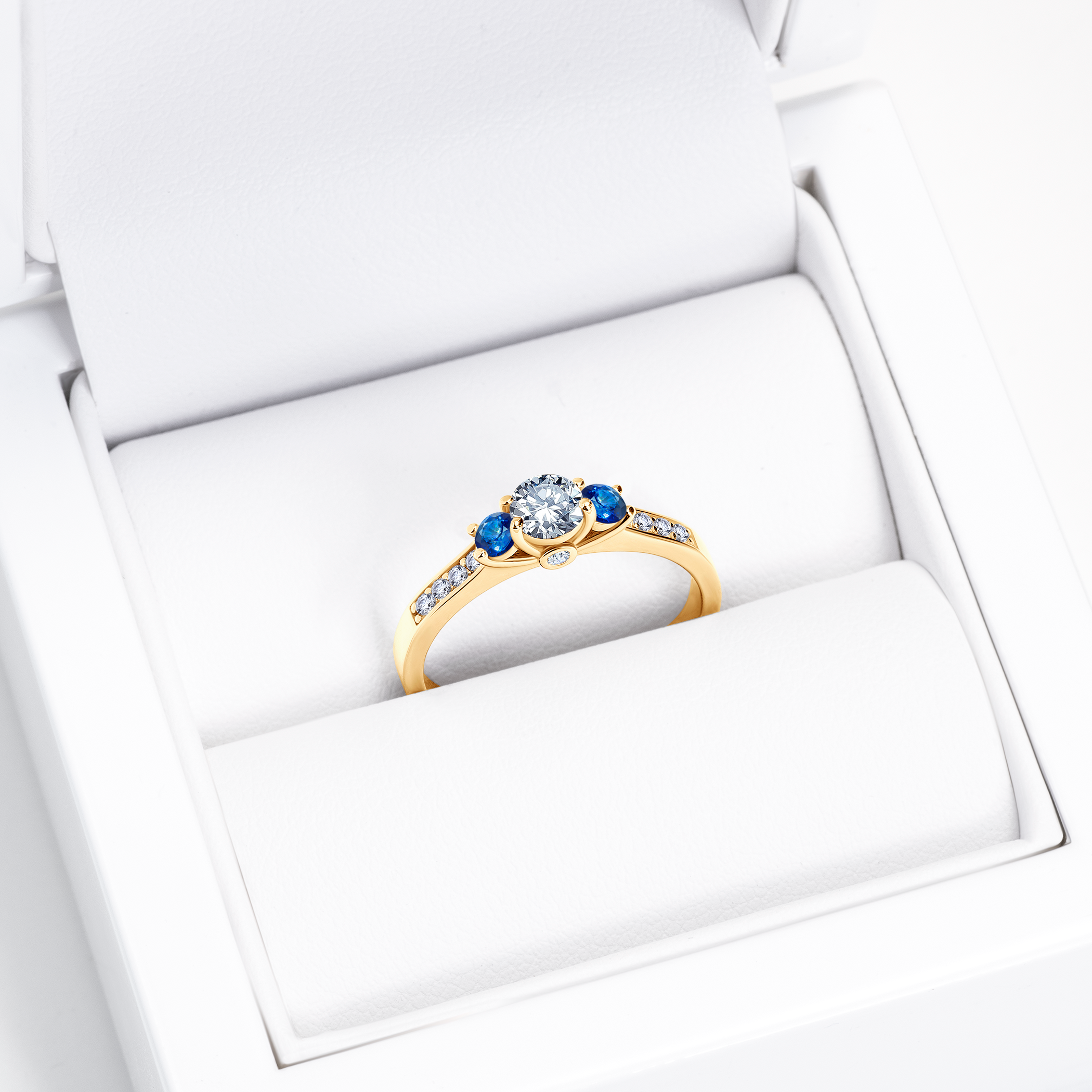 Pierścionek zaręczynowy Dream: złoty, biały szafir - 7