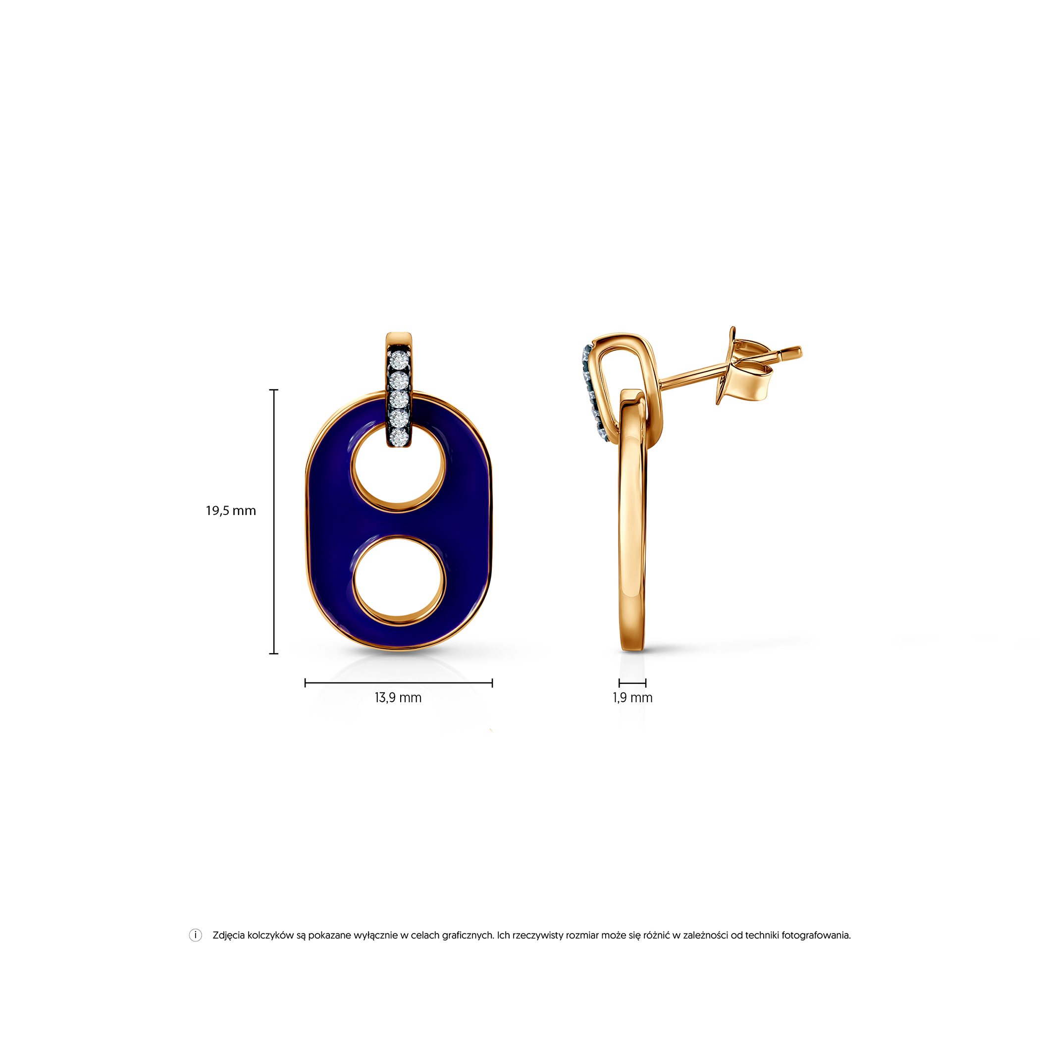 Kolczyki srebrne Prismé, pozłacane