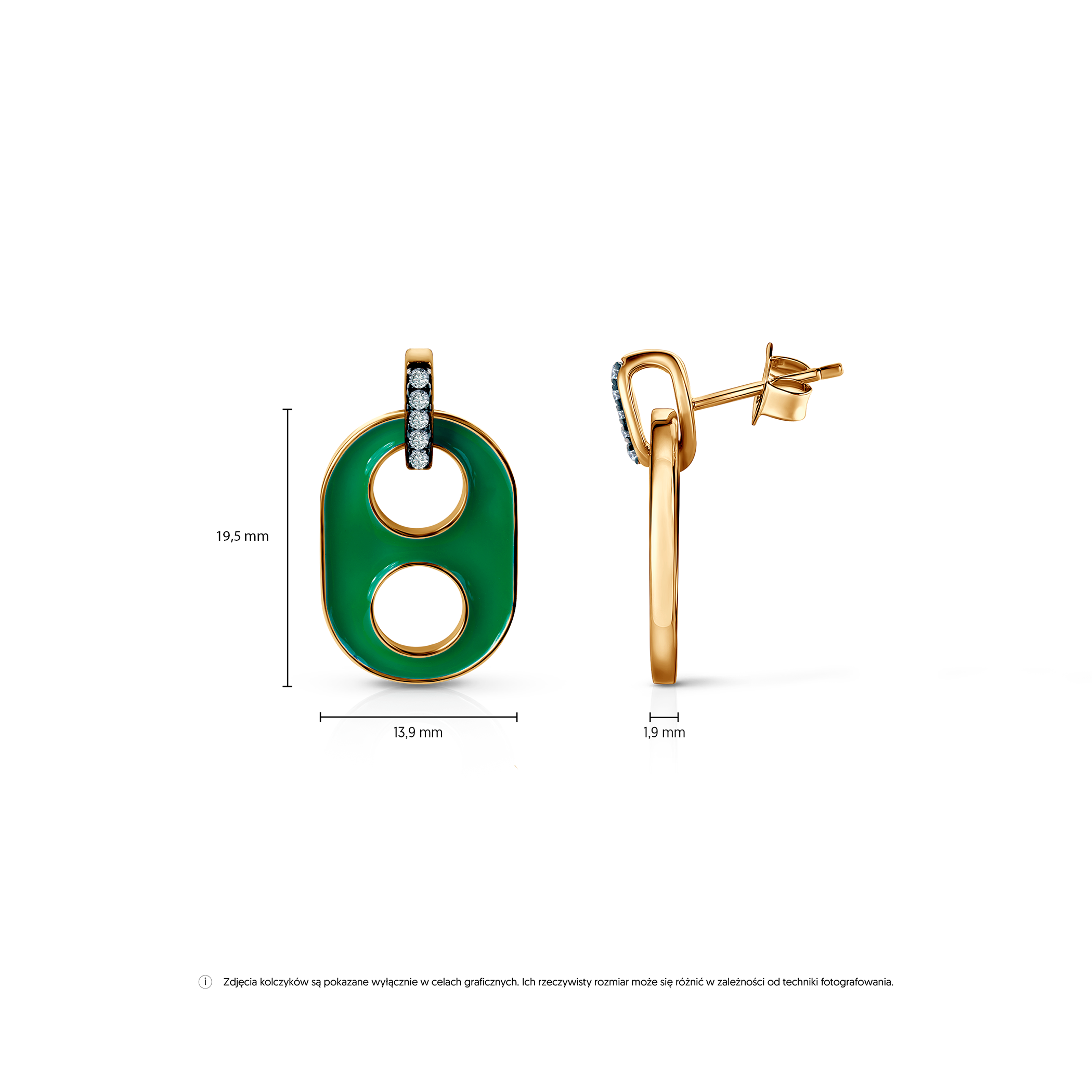 Kolczyki srebrne Prismé, pozłacane