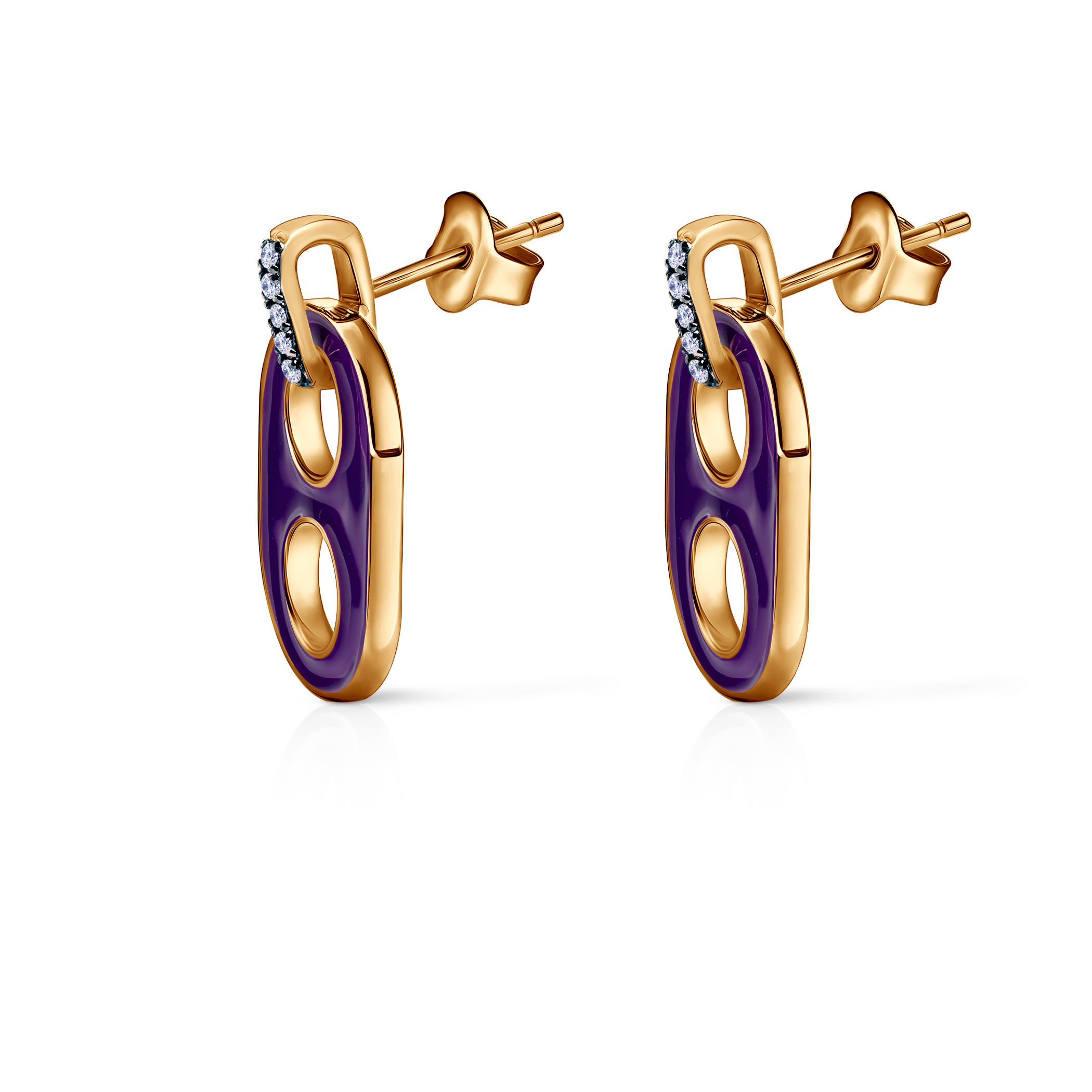 Kolczyki srebrne Prismé, pozłacane