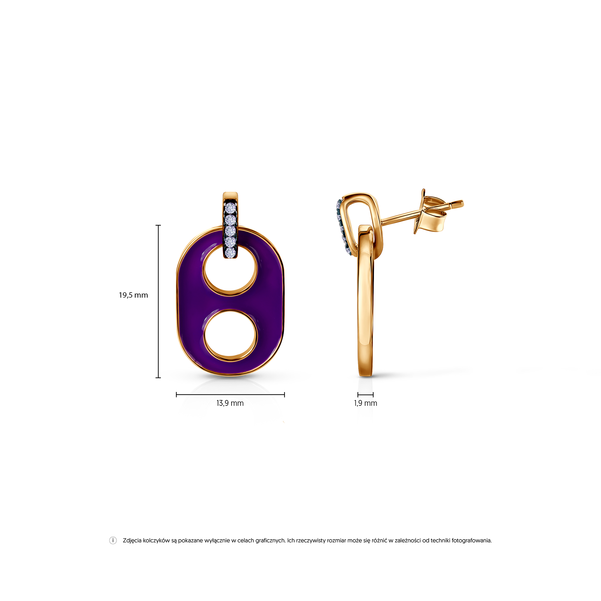 Kolczyki srebrne Prismé, pozłacane