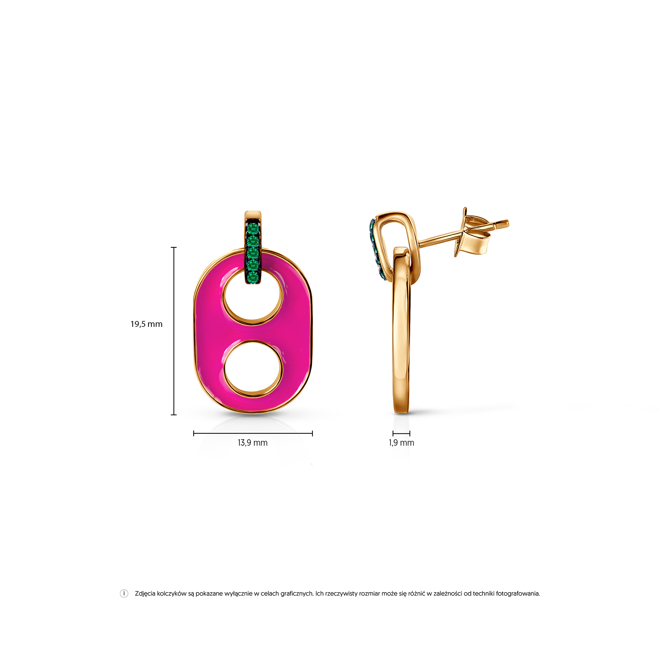 Kolczyki srebrne Prismé, pozłacane