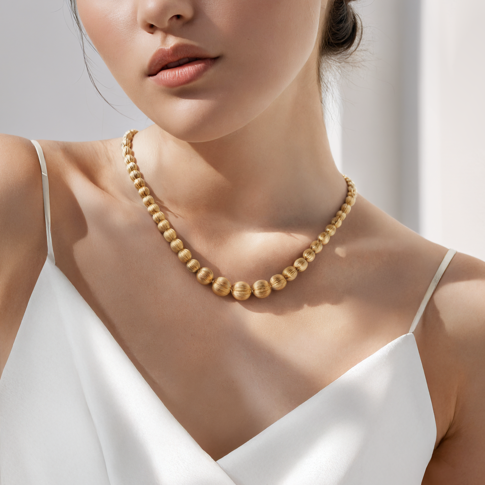 Naszyjnik srebrny Luneé, pozłacany