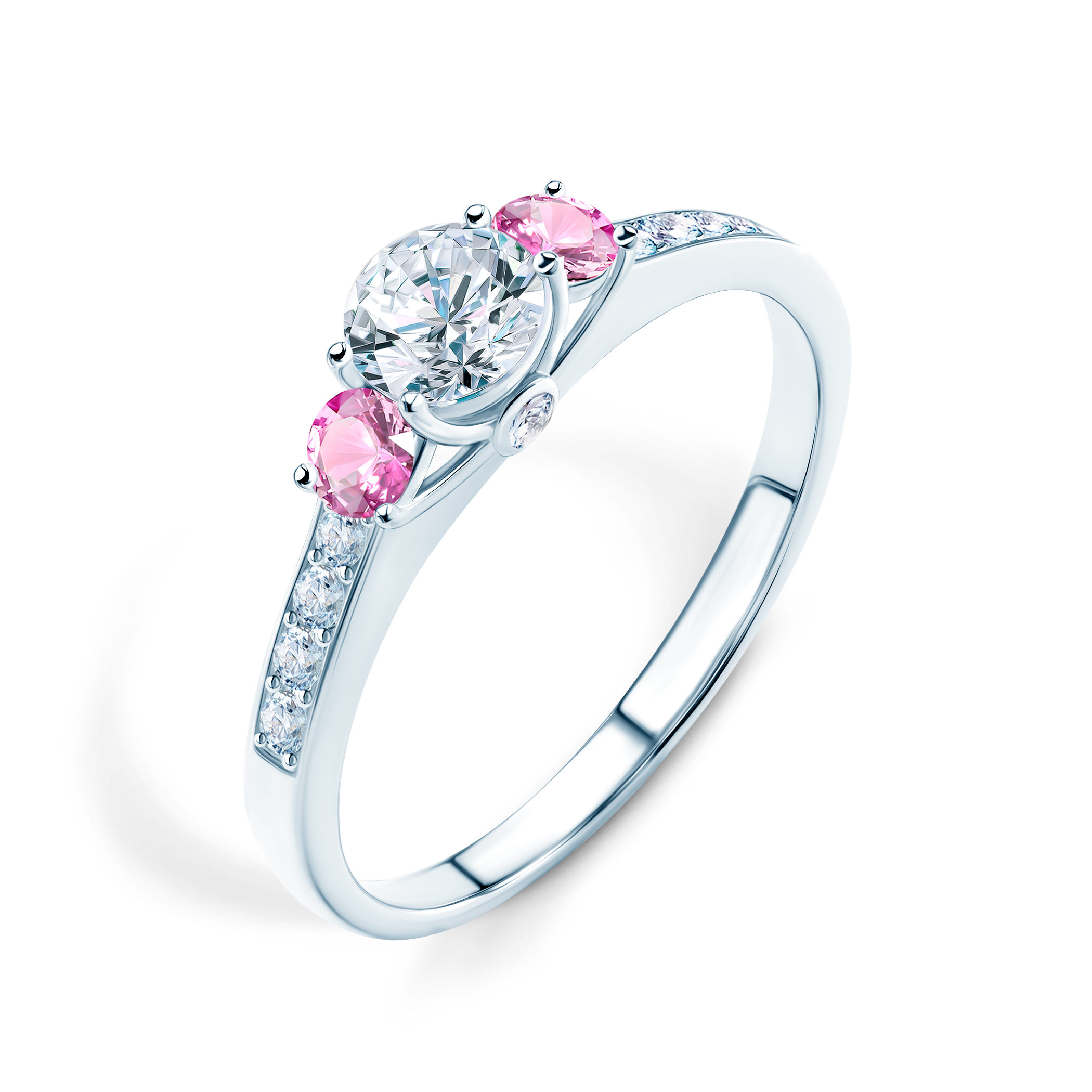 Pierścionek zaręczynowy Dream: białe złoto, biały szafir