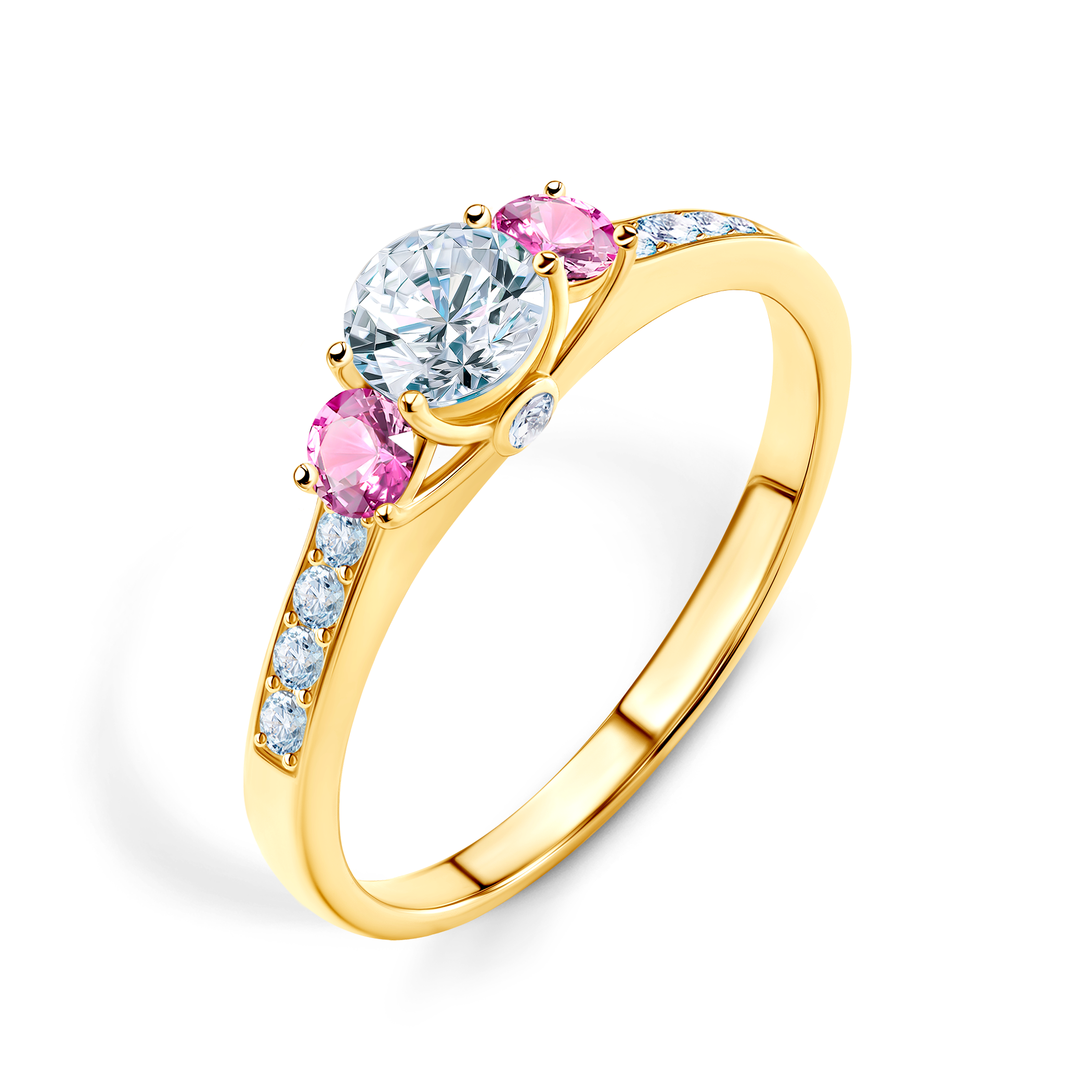 Pierścionek zaręczynowy Dream: złoty, biały szafir