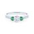 Zásnubní prsten Dream: bílé zlato, bílý safír, smaragdy