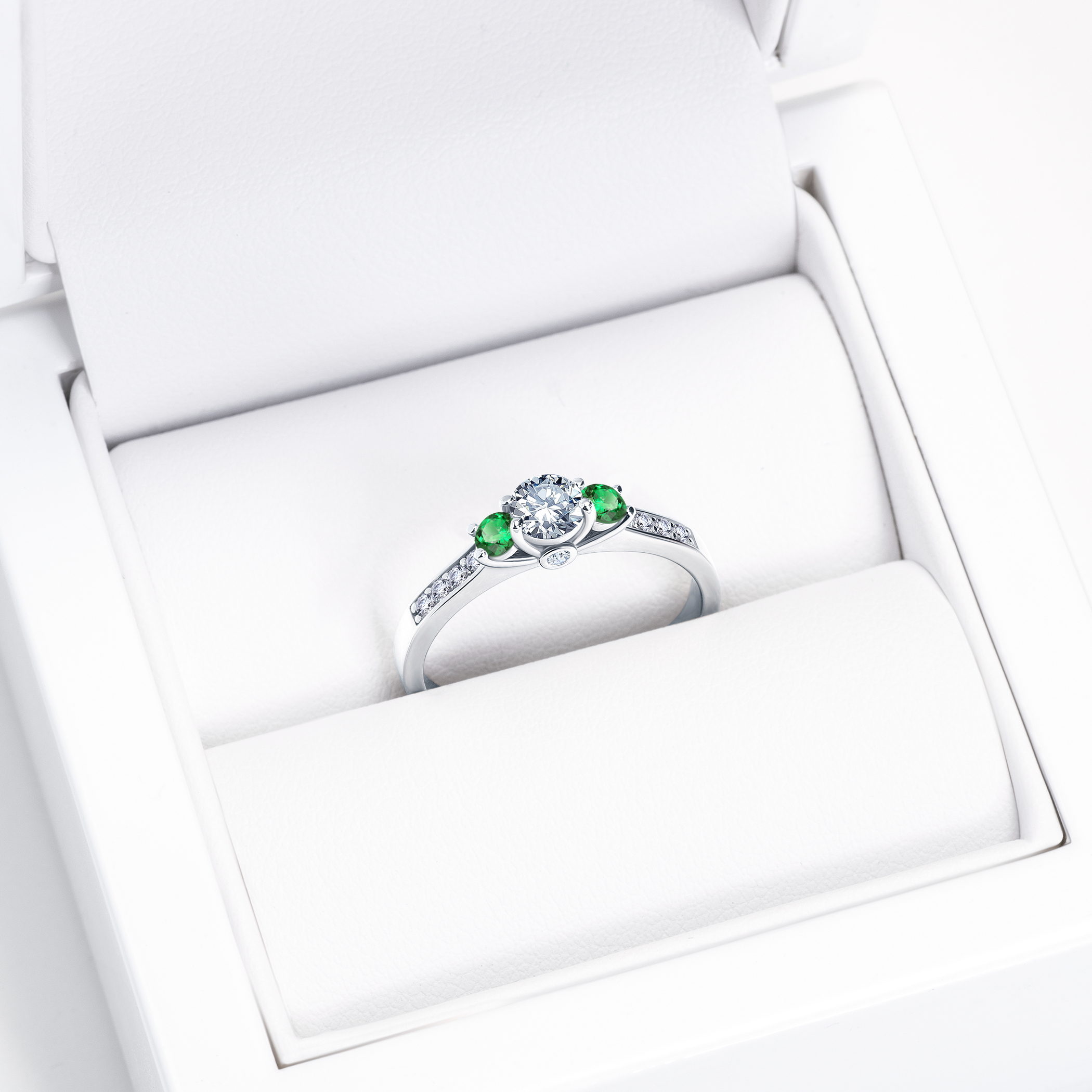 Pierścionek zaręczynowy Dream: białe złoto, biały szafir - 7