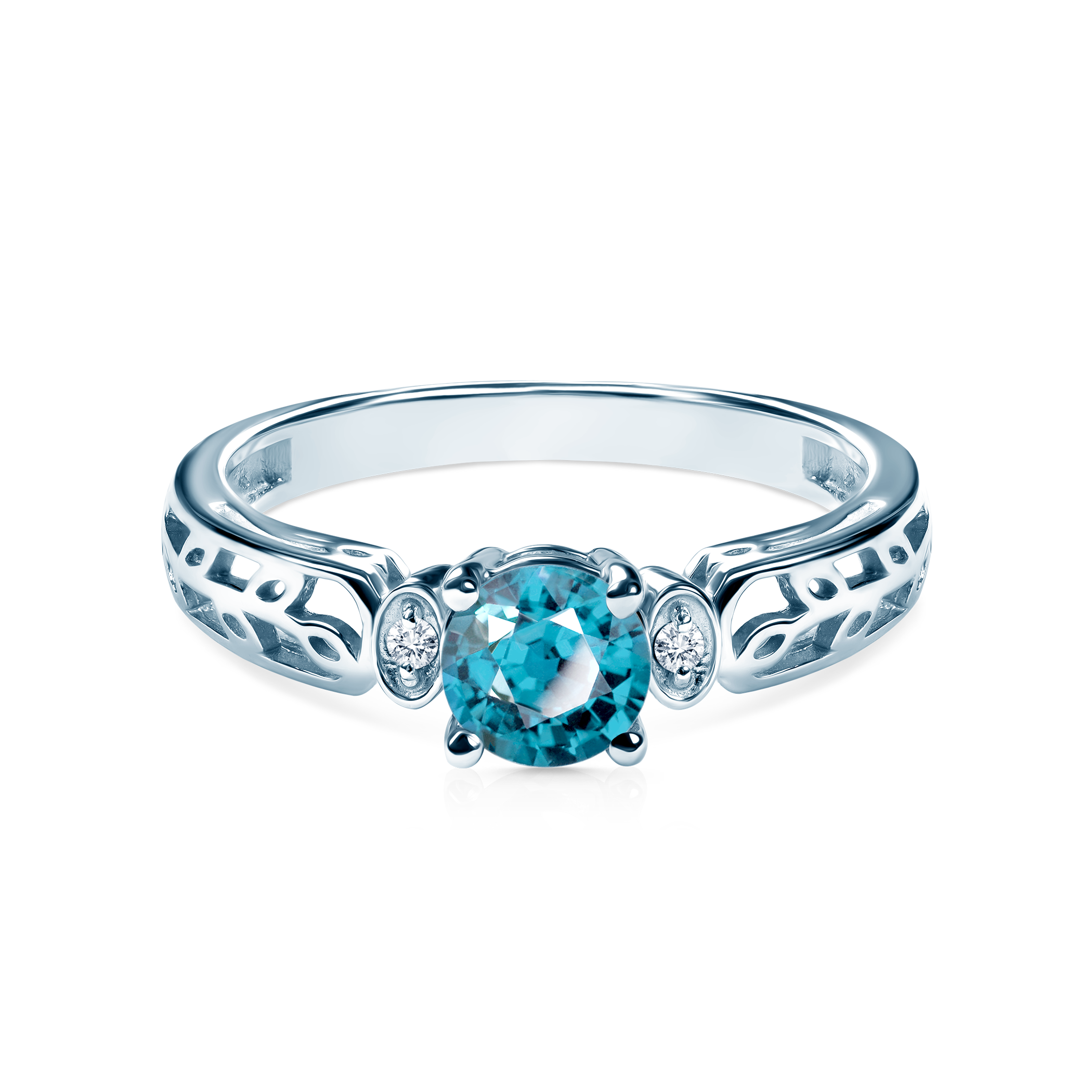 Pierścionek zaręczynowy Savicki: białe złoto, topaz, diamenty