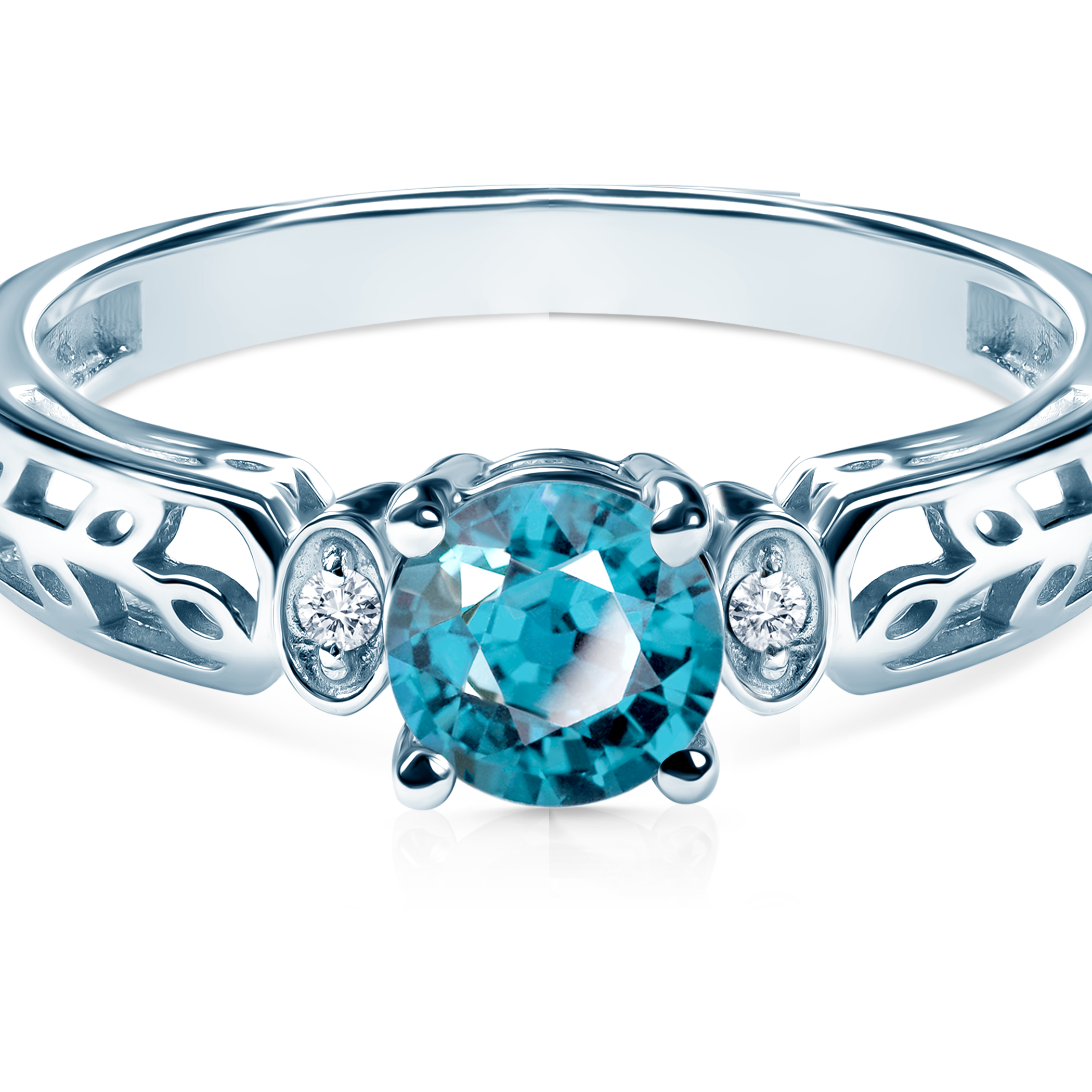 Verlobungsring Savicki: Weißgold, Topas, Diamanten