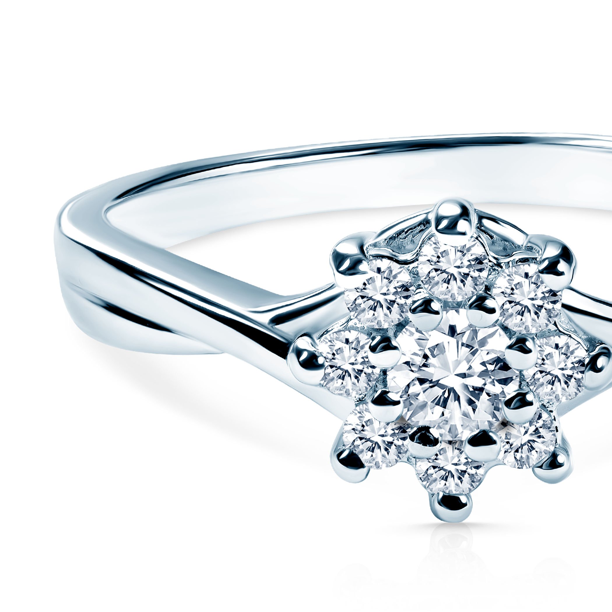 Pierścionek zaręczynowy Savicki: białe złoto, diamenty