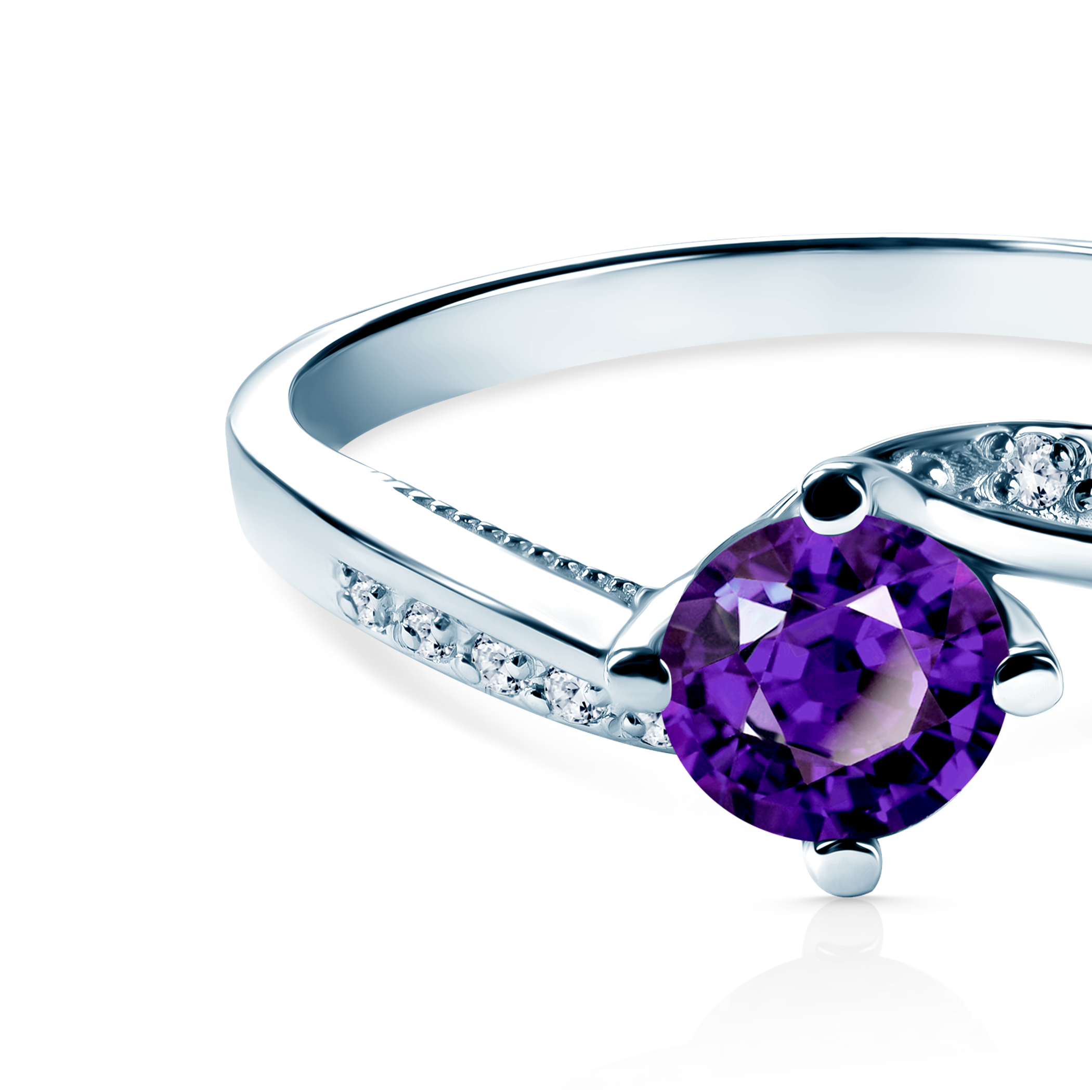 Verlobungsring Savicki: Weißgold, Amethyst, Diamanten