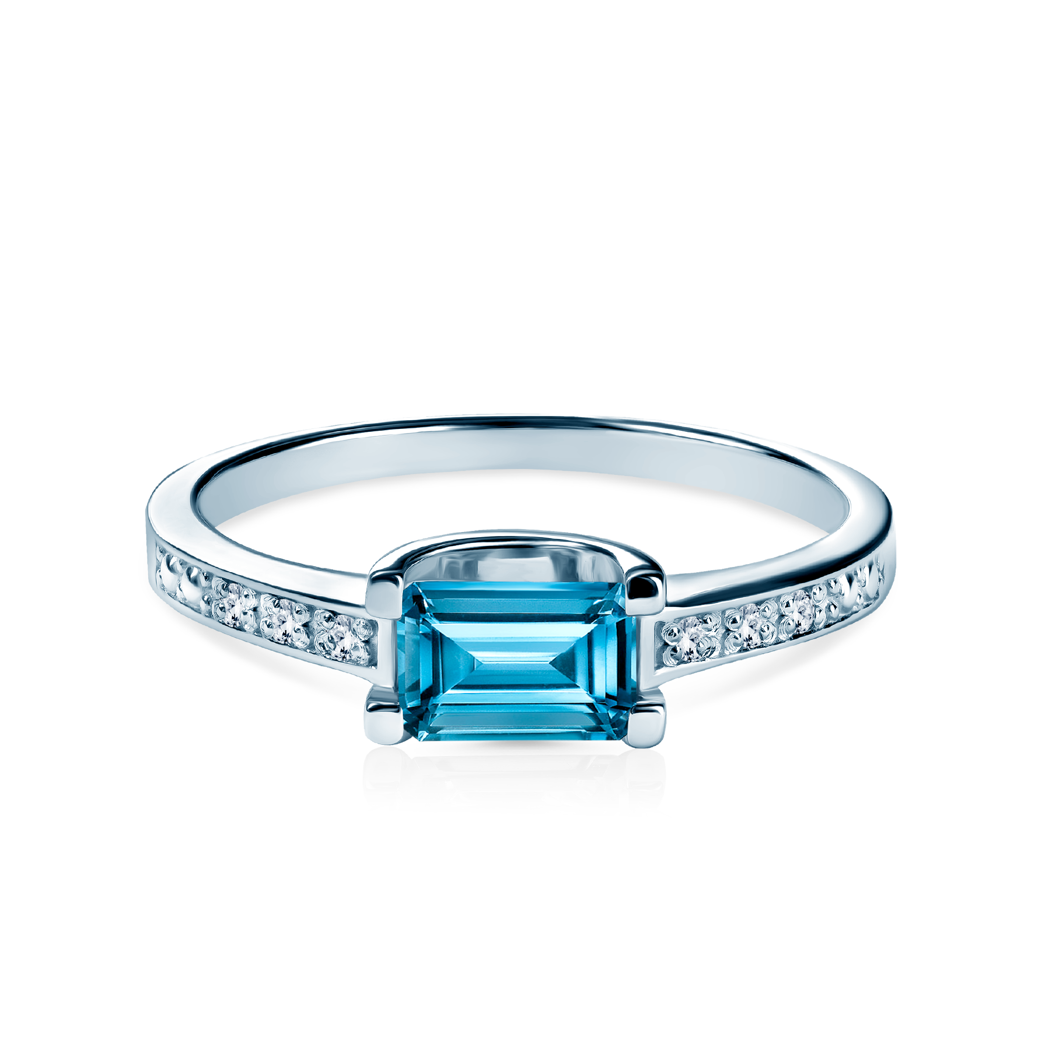 Pierścionek zaręczynowy Savicki: białe złoto, topaz, diamenty