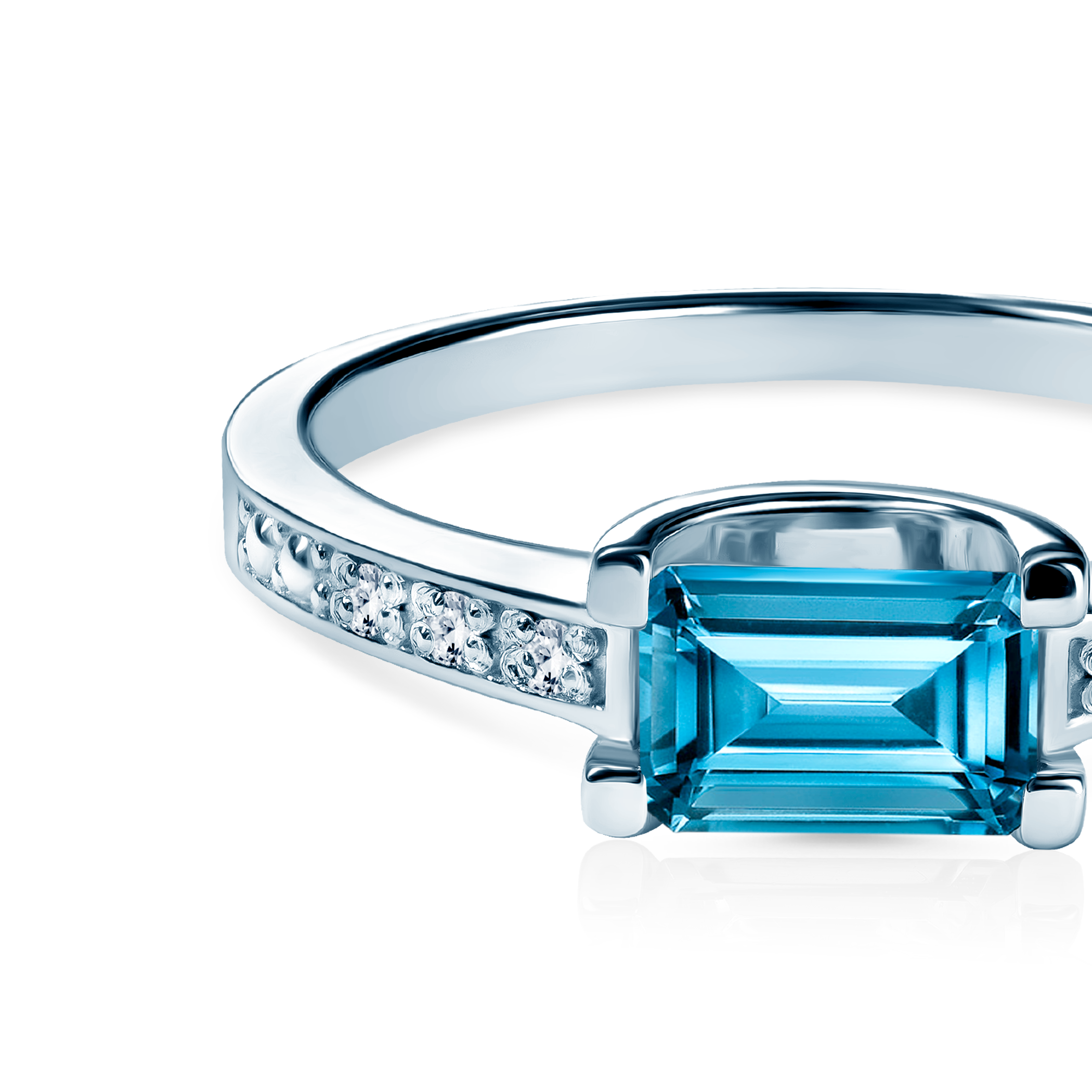 Verlobungsring Savicki: Weißgold, Topas, Diamanten